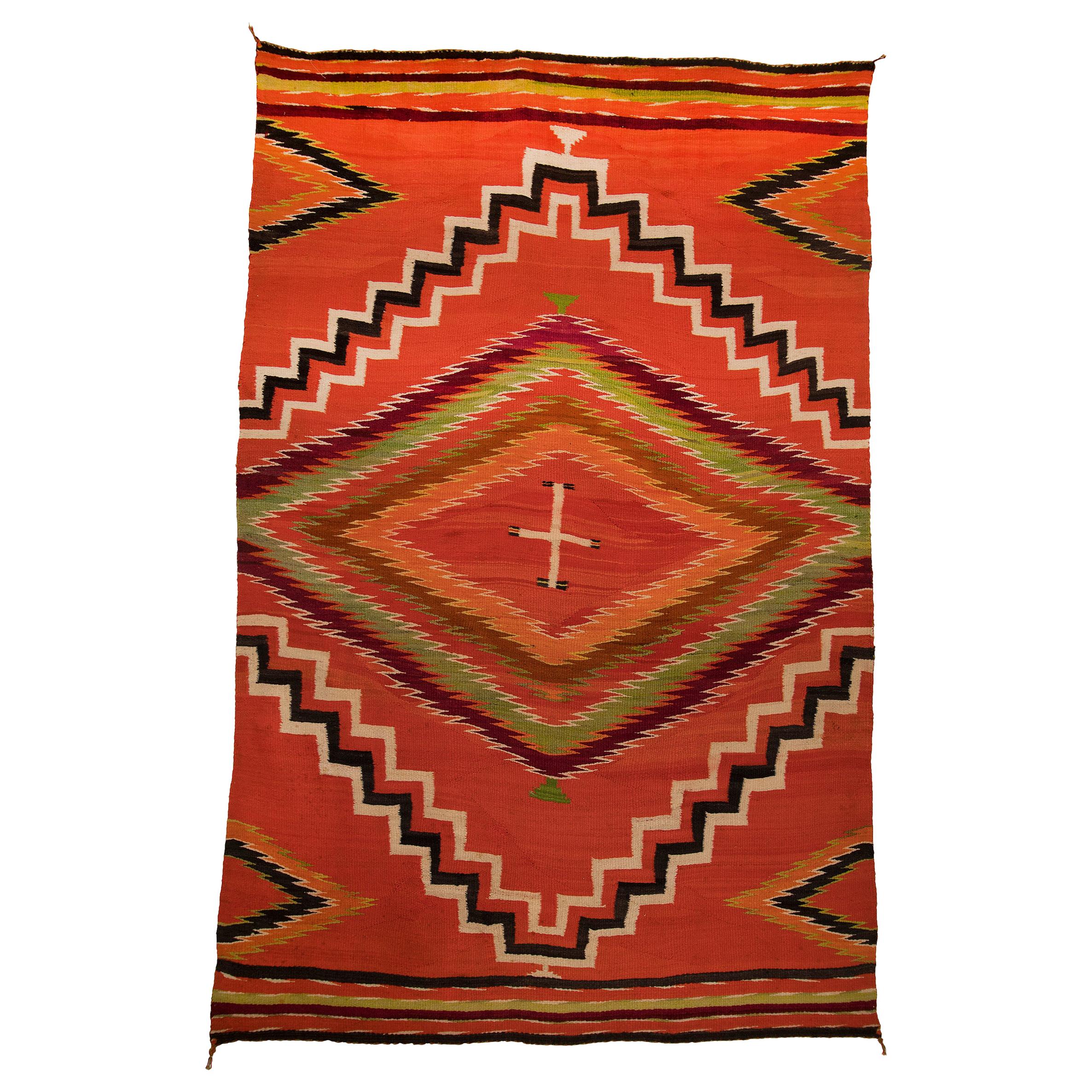 Antique 19th Century Navajo Wearing Blanket with Cross Motif, circa 1880