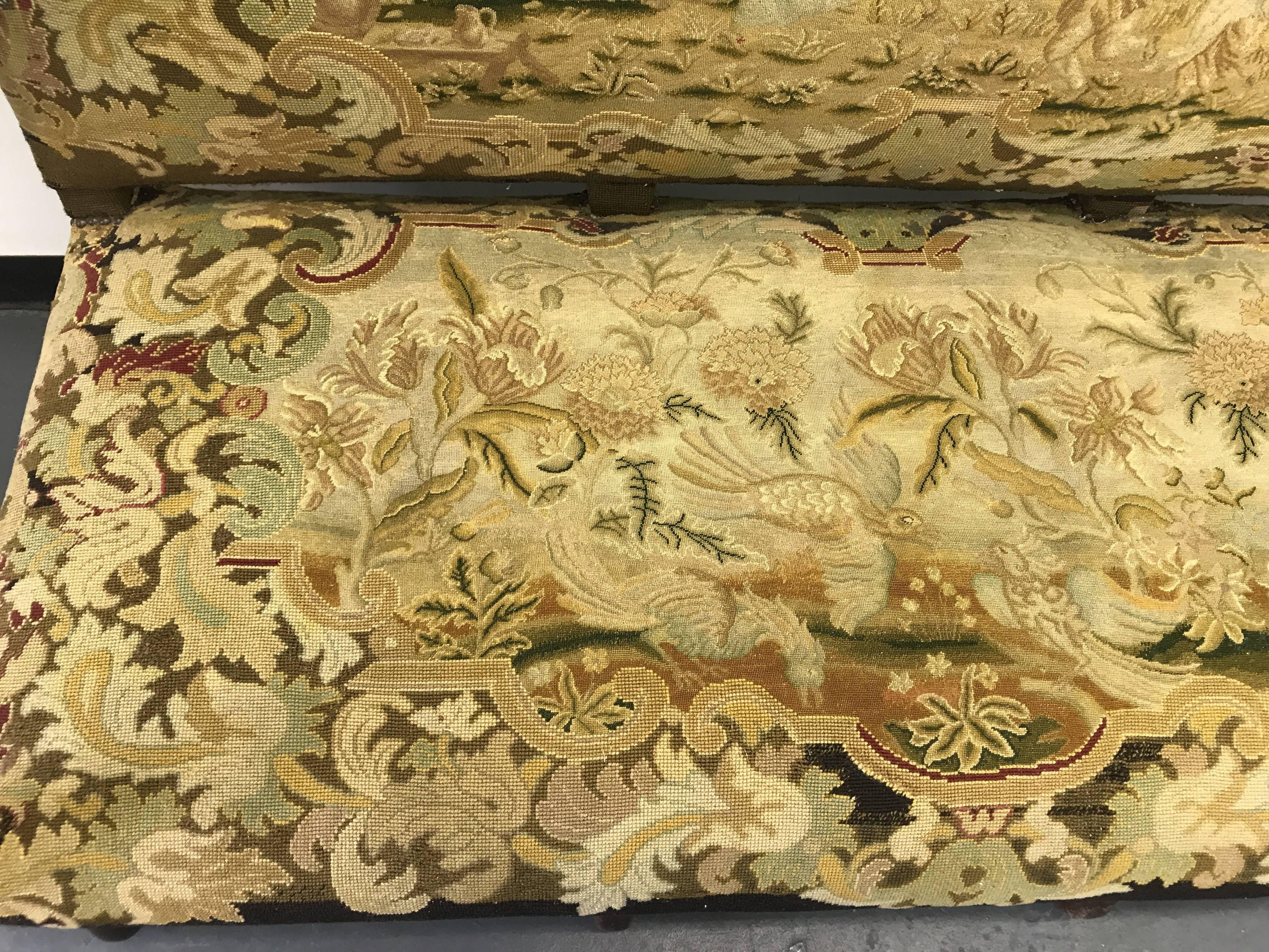 Antique 19th Century French Needlepoint and Petit Point Sofa Loveseat 1