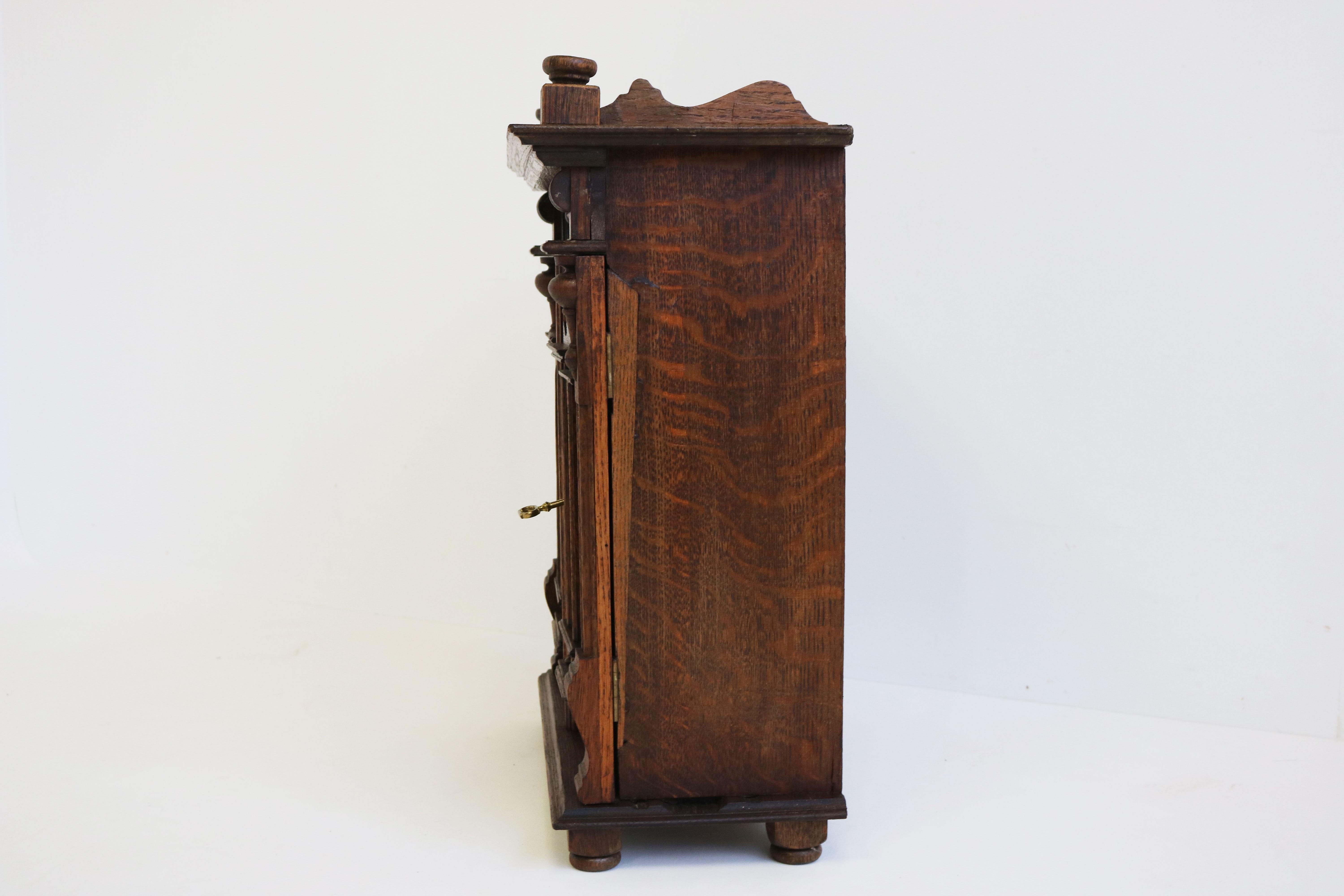 Neoclassical Revival Antique 19th Century Neoclassical Wall Cabinet / Small Cabinet Carved Oak For Sale