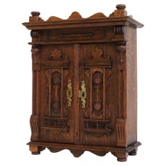 Antique 19th Century Neoclassical Wall Cabinet / Small Cabinet Carved Oak