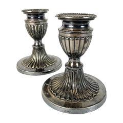 Antique 19th Century Neoclassic Silver Plated Candleholders, Germany