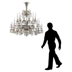 Antique 19th Century Neoclassical Baccarat Crystal and Glass 36-Light Chandelier