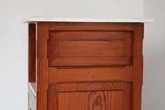 Antique 19th Century Night Stand / Cabinet Solid Pitchpine & Carrara Marble Tops