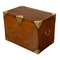 Antique 19th Century Oak Brass Campaign Chest Document Captain's Strong Box 1780