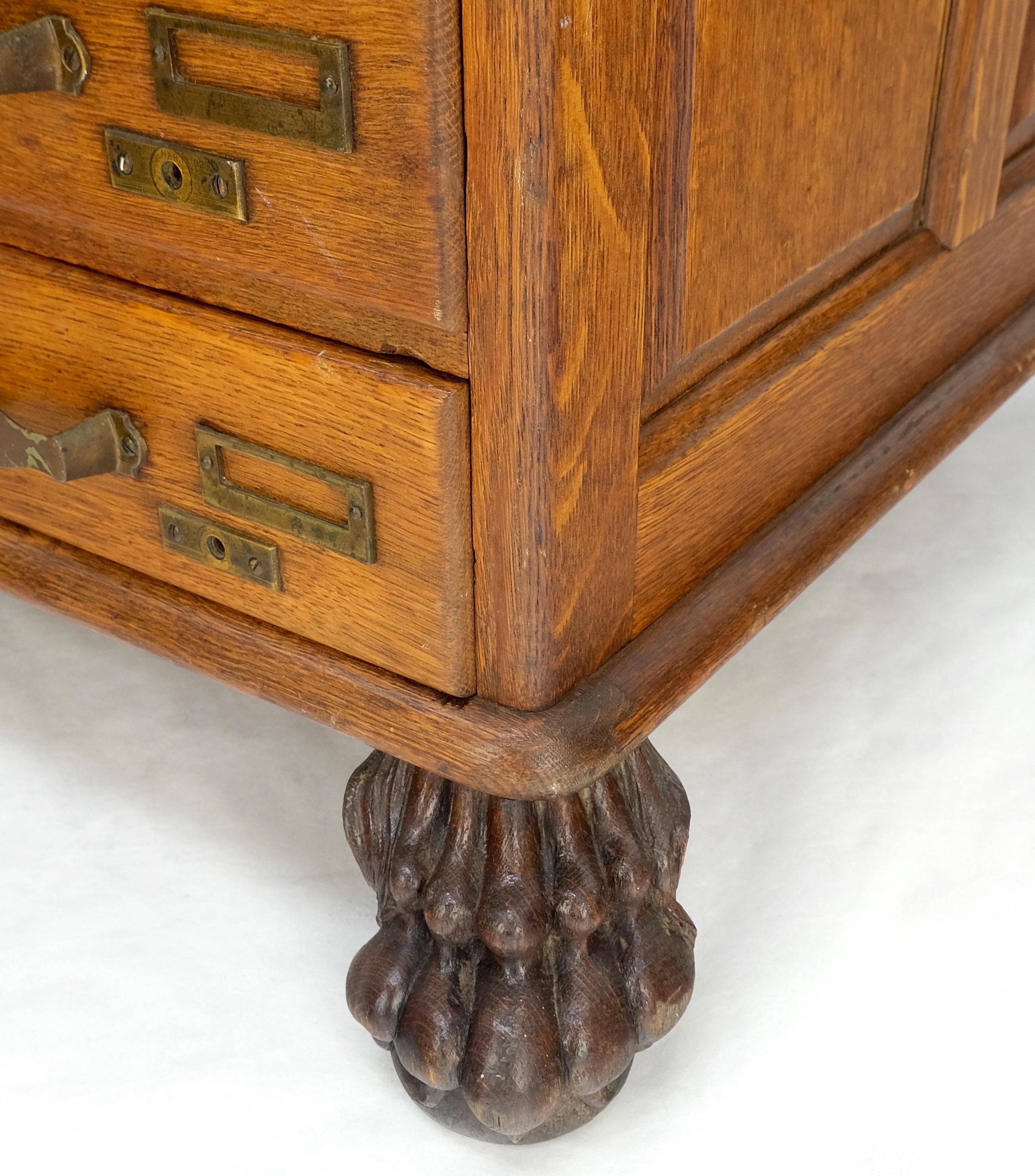 Antique 19th Century Oak Carved Lion Feet 9 Drawers File Cabinet Credenza Mint! For Sale 2