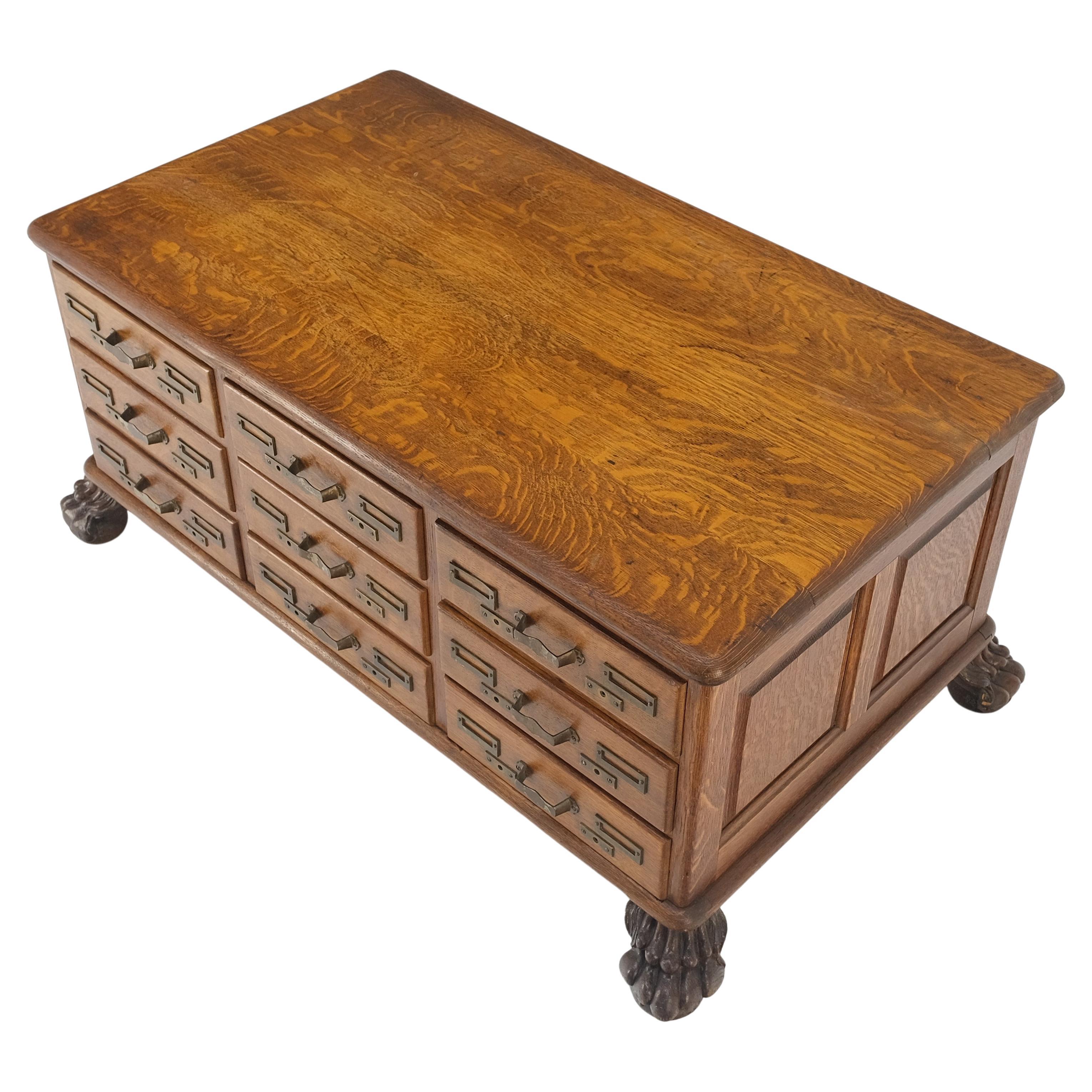 Antike 19. Jahrhundert Eiche geschnitzt Lion Feet 9 Schubladen File Cabinet Credenza Mint! im Angebot