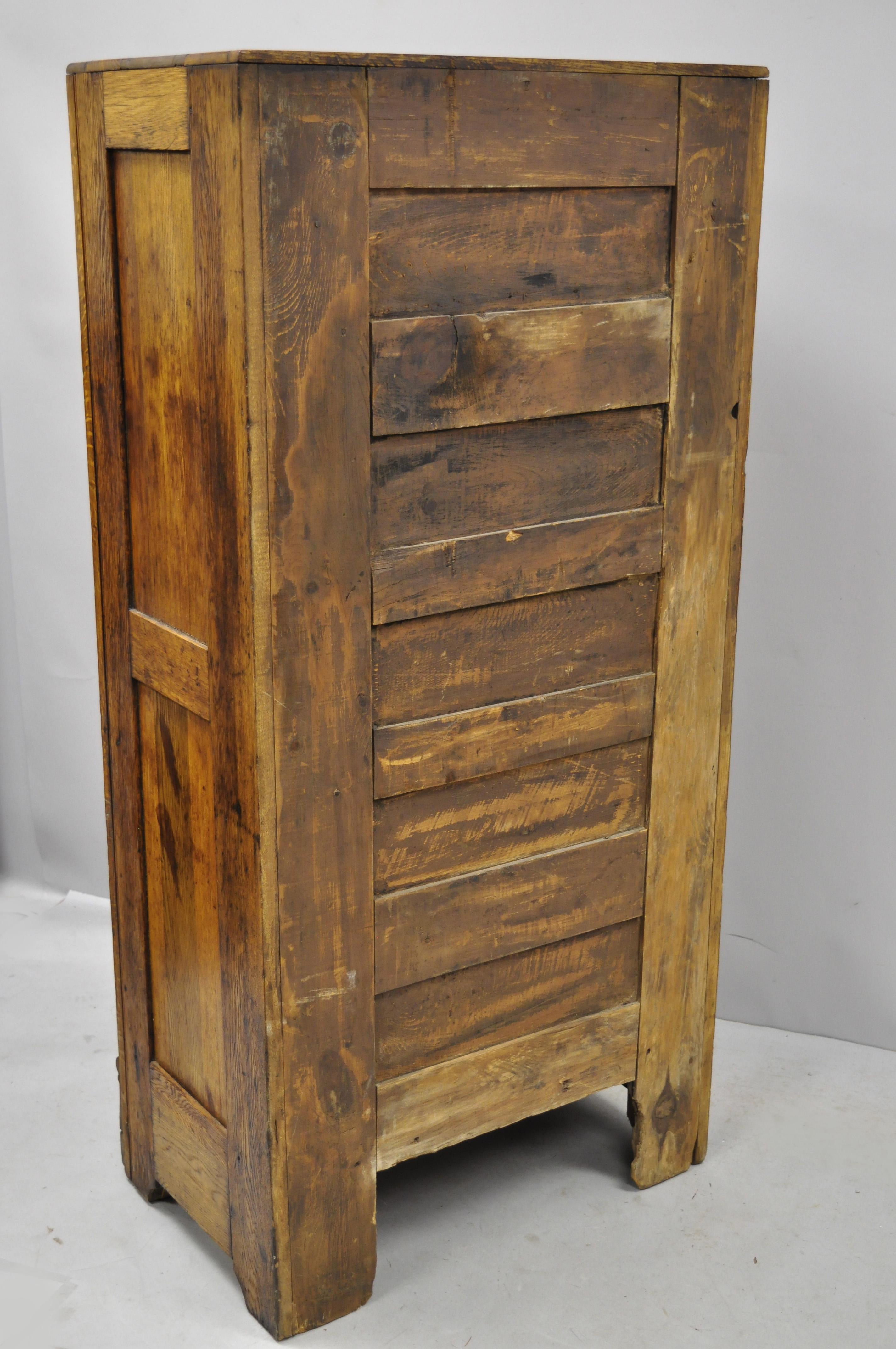 Antique 19th Century Oak Wood Two Door Ice Box Freezer Fridge by Steinfeld Jewel 3