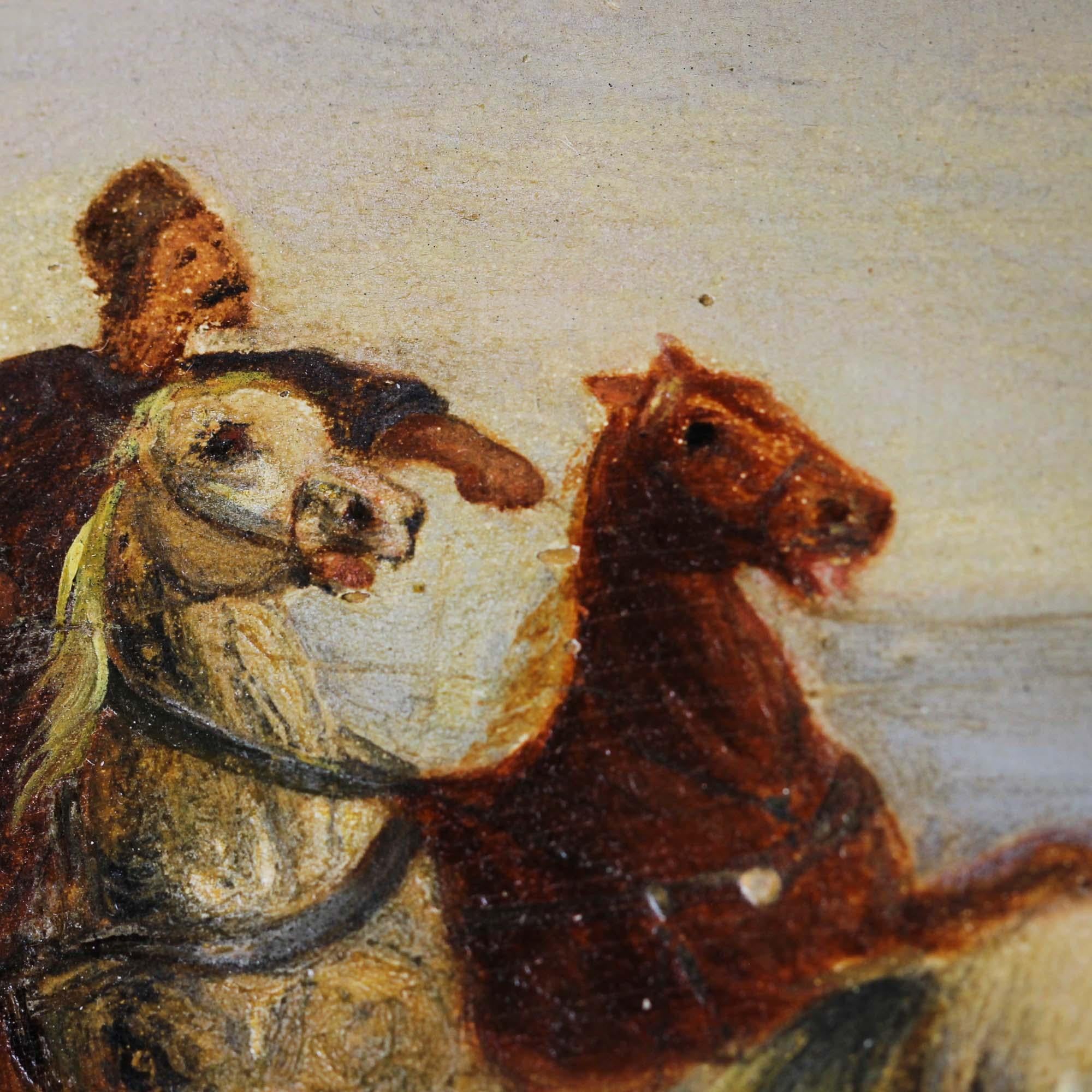 Peinture à l'huile sur panneau ancienne du 19ème siècle « Scène d'hiver » de J.Orloff en vente 6