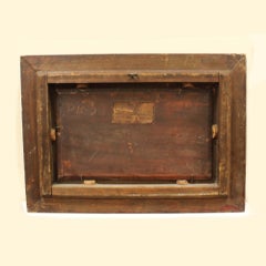 Peinture à l'huile sur panneau ancienne du 19ème siècle « Scène d'hiver » de J.Orloff