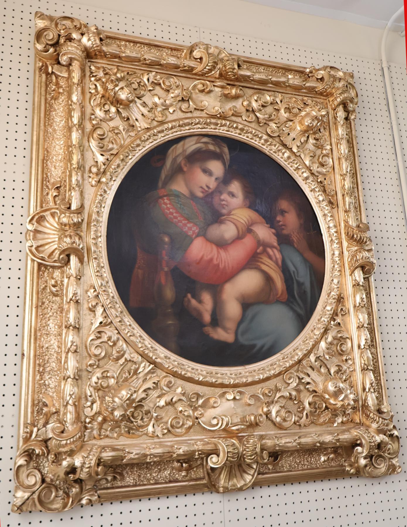 ​Antique 19th Century Oil on Canvas Madonna of The Chair After Raphael en vente 2
