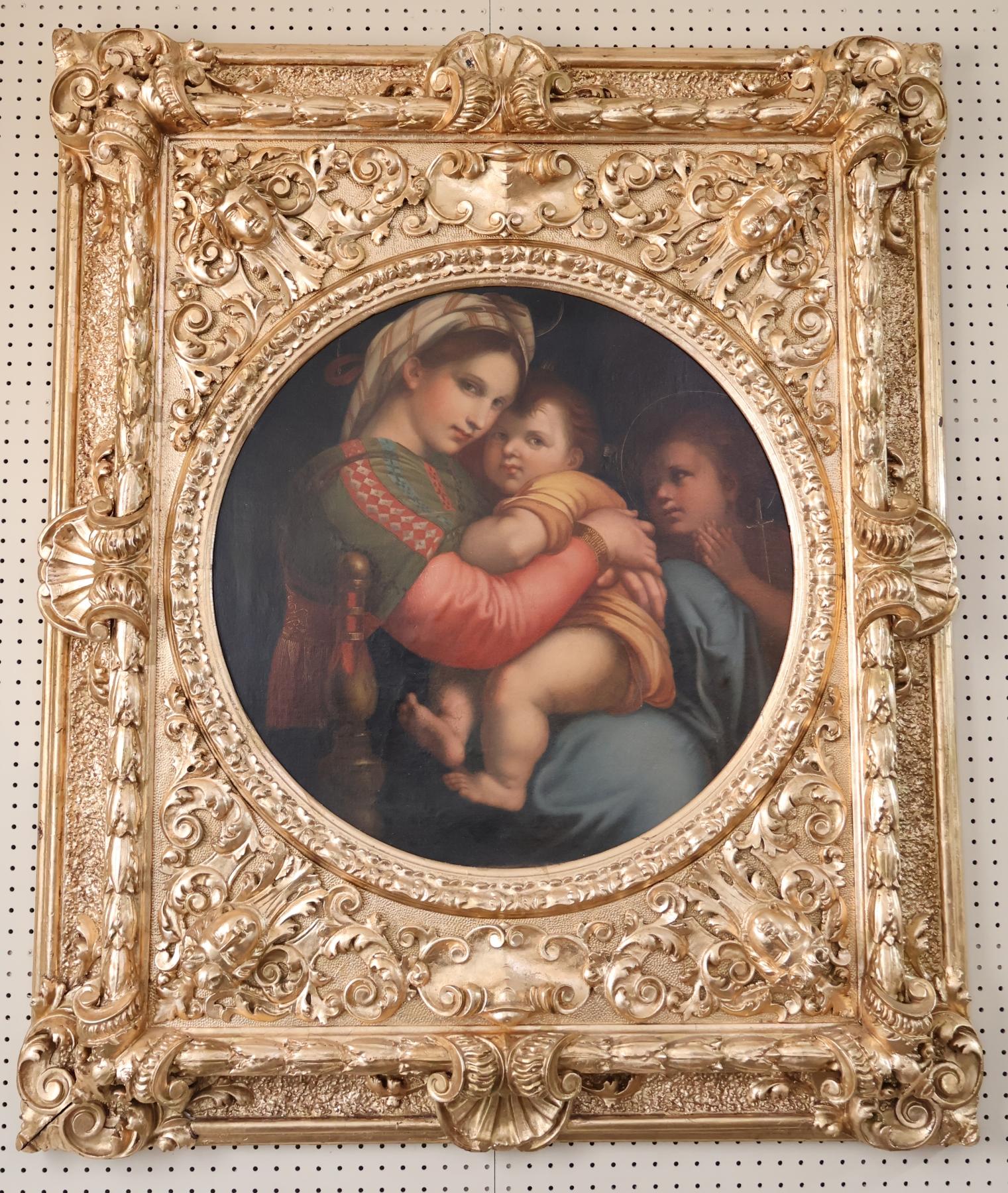 ​Antique 19th Century Oil on Canvas Madonna of The Chair After Raphael

Dimensions : 55.5