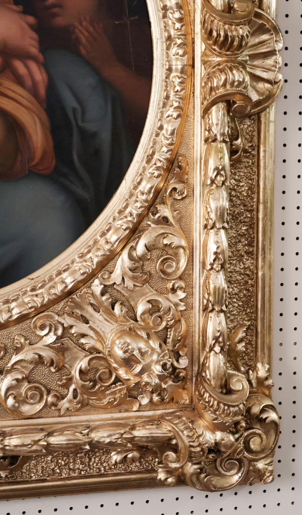 XIXe siècle ​Antique 19th Century Oil on Canvas Madonna of The Chair After Raphael en vente