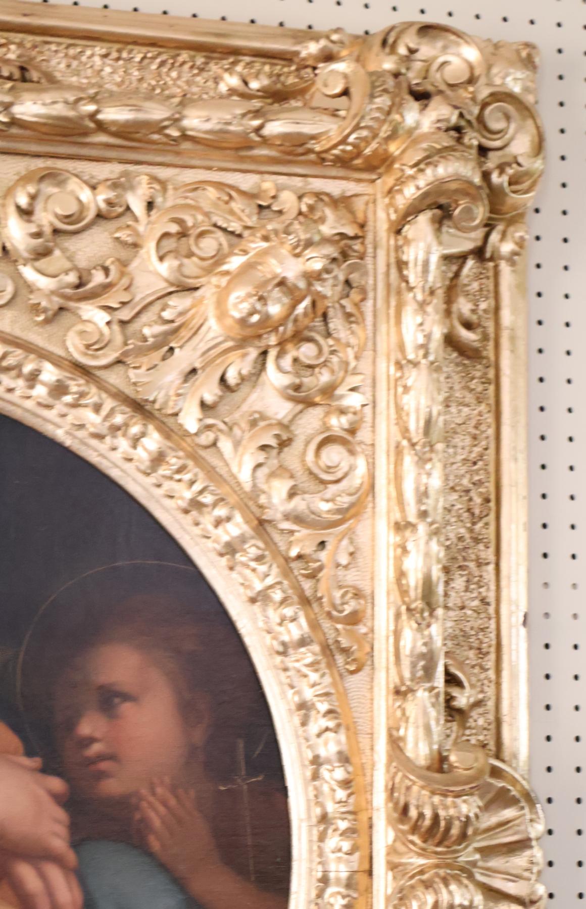 Toile ​Antique 19th Century Oil on Canvas Madonna of The Chair After Raphael en vente