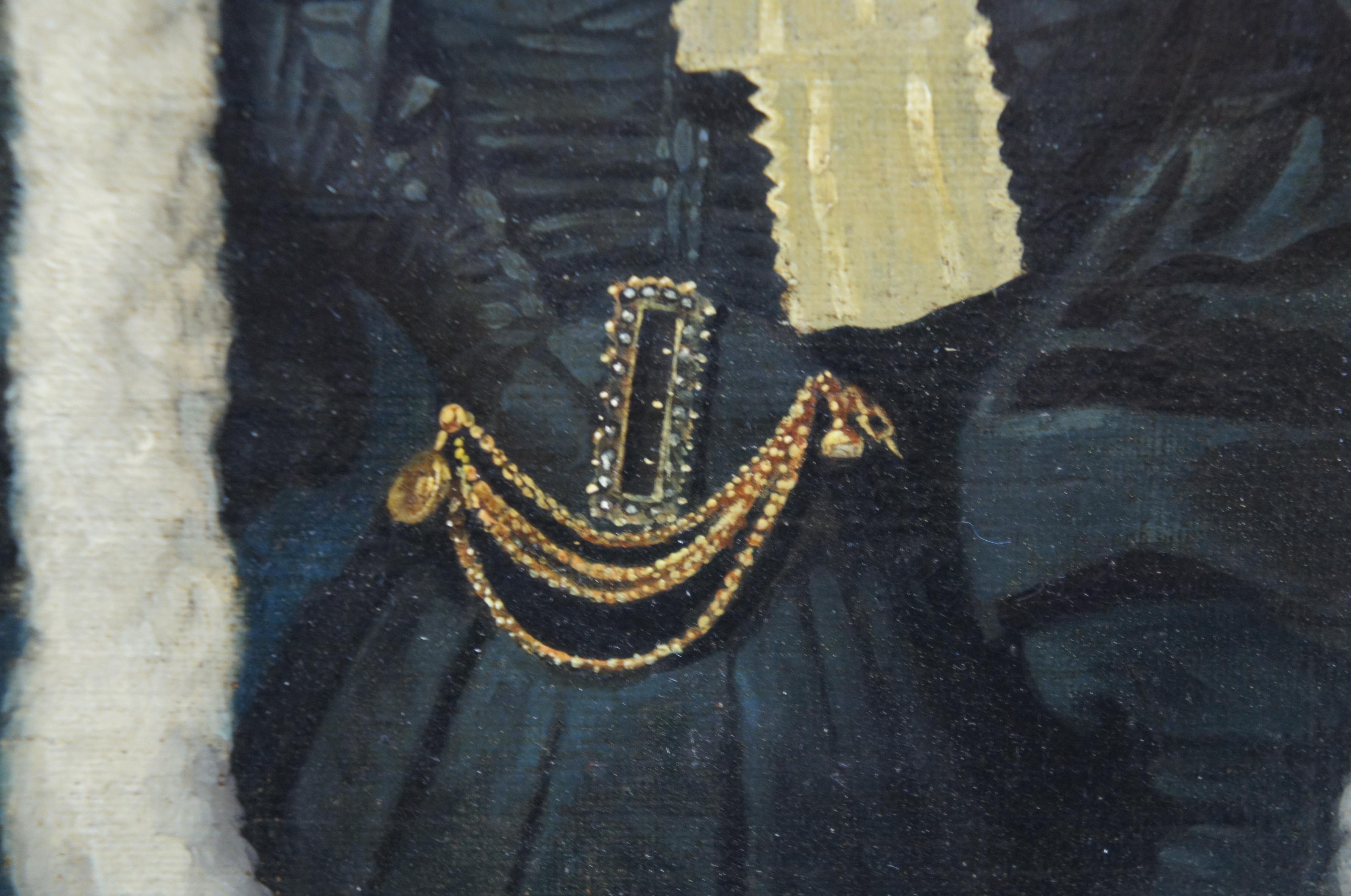 Antique 19th Century Oil on Canvas Portrait Woman in Bonnet 8