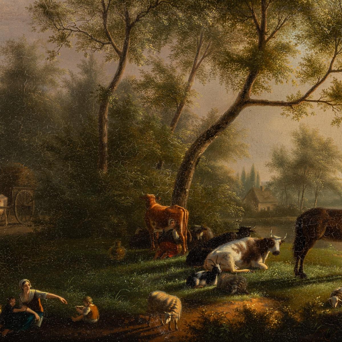 Antique 19th Century Oil On Panel Pastoral Setting, Martin Verstappen 1773-1852 For Sale 5