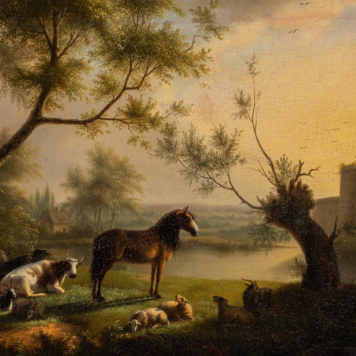 Antique 19th Century Oil On Panel Pastoral Setting, Martin Verstappen 1773-1852 For Sale 6