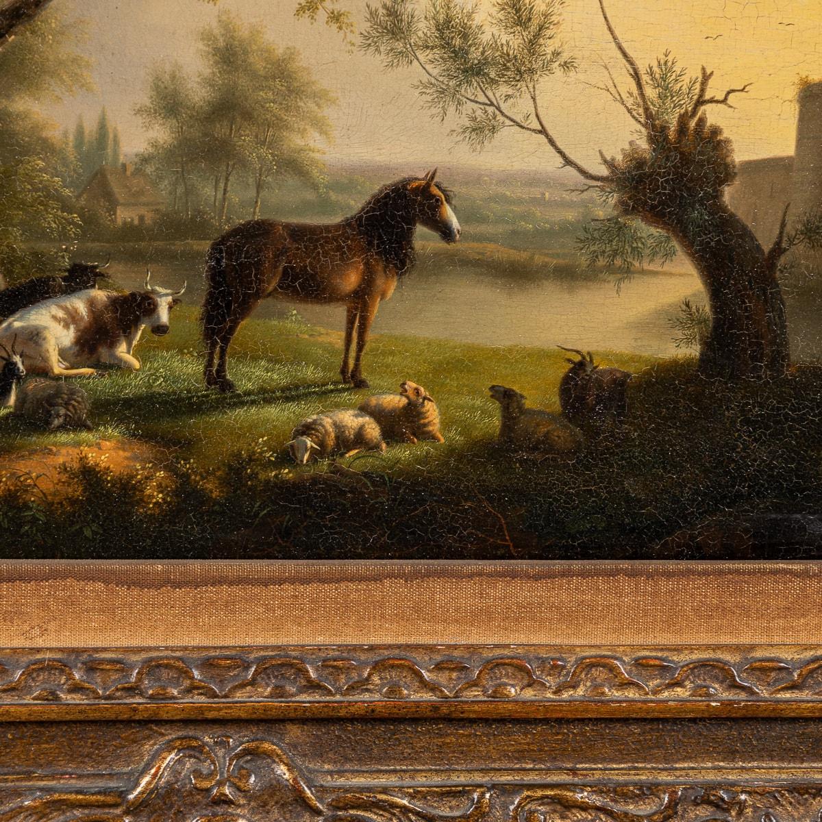 Antique 19th Century Oil On Panel Pastoral Setting, Martin Verstappen 1773-1852 For Sale 11