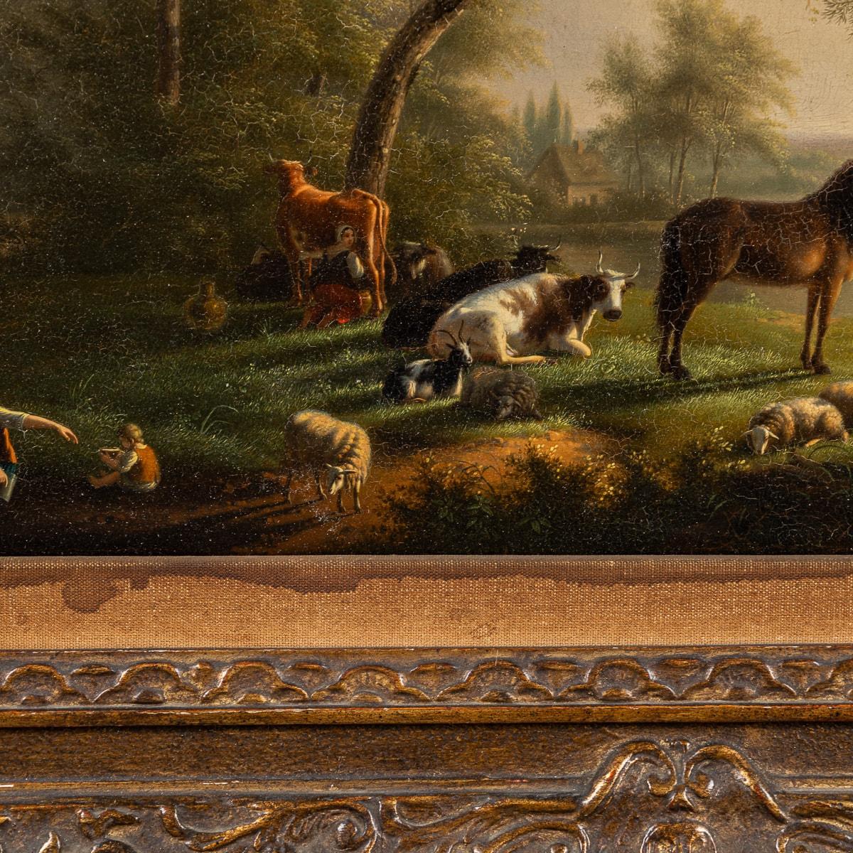Antique 19th Century Oil On Panel Pastoral Setting, Martin Verstappen 1773-1852 For Sale 12