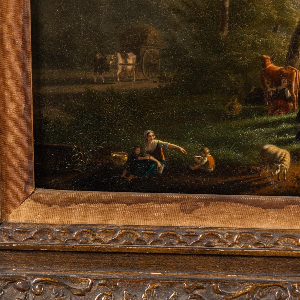 Antique 19th Century Oil On Panel Pastoral Setting, Martin Verstappen 1773-1852 For Sale 13