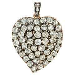 Antique 19th Century Old Mine Diamond Witch's Heart Locket with Diamond Bail