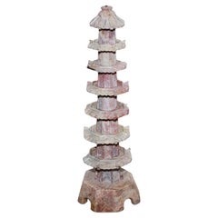 ANTIQUE 19TH CENTURY ORIENTAL CARVED SOAPSTONE PAGODA VERY DECORATiVE