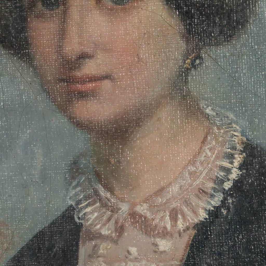 Danish Antique 19th Century Original Oil Painting Portrait of a Lady