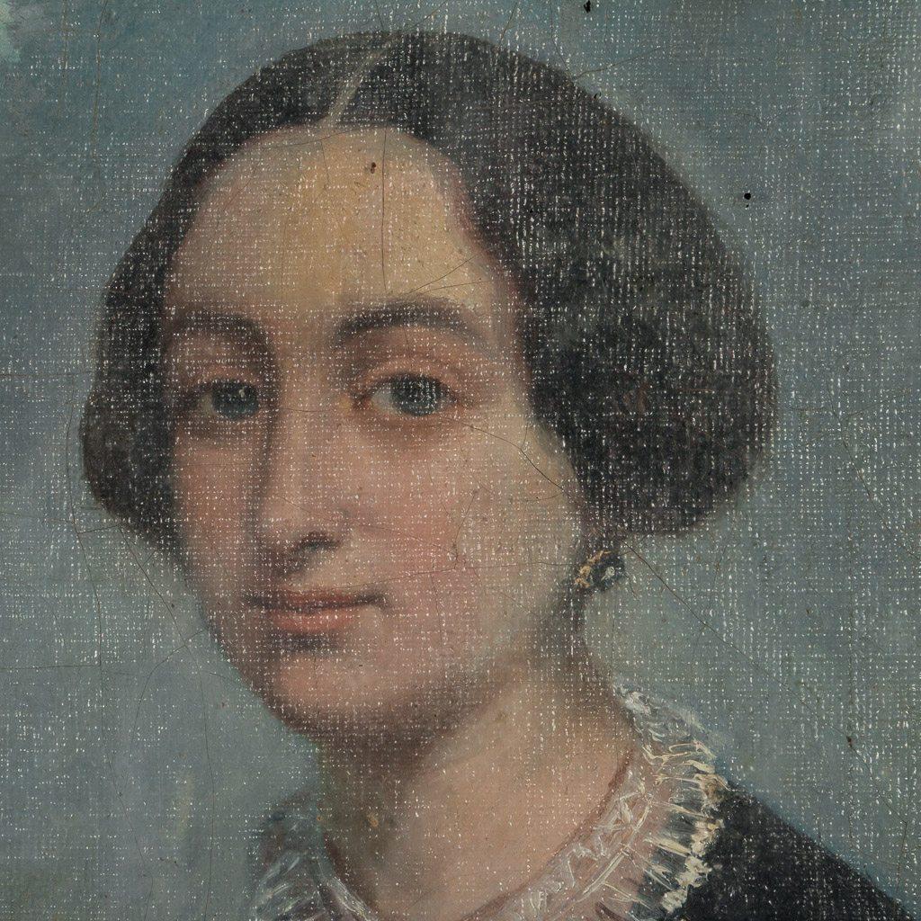 Antique 19th Century Original Oil Painting Portrait of a Lady In Fair Condition In Round Top, TX
