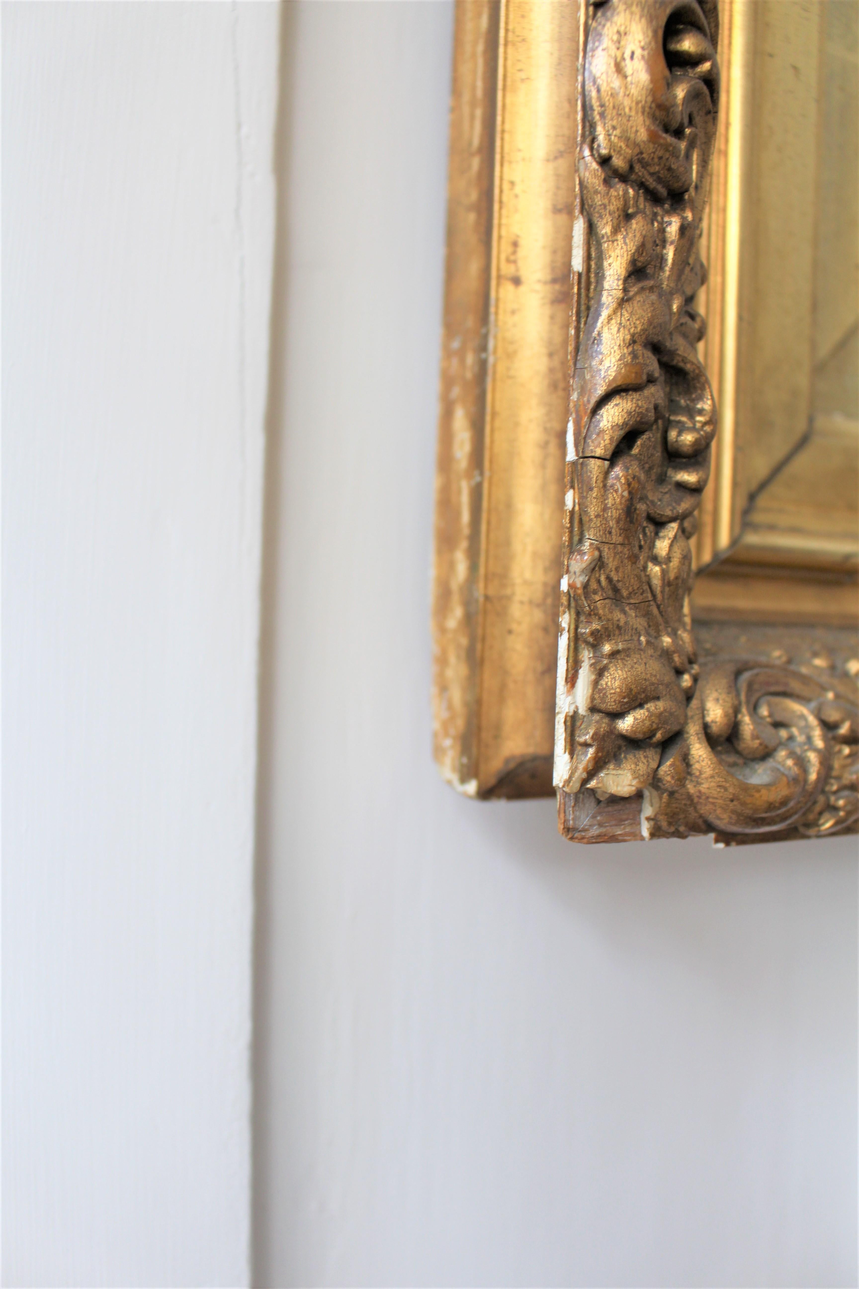 Other Antique 19th Century Ornate Carved Foliate Giltwood Photo Picture Frame Rippled For Sale