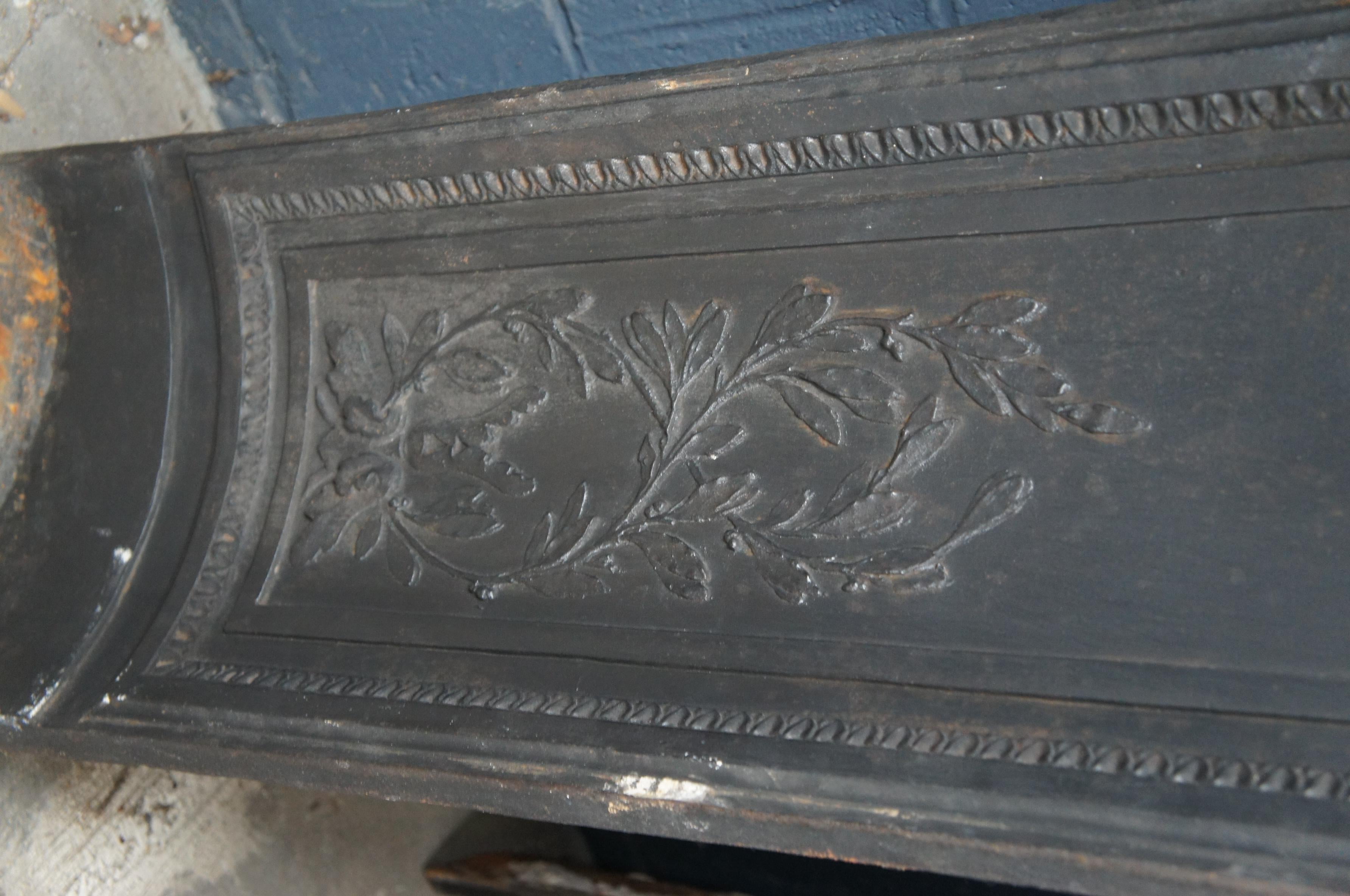 Antique 19th Century Ornate French Cast Iron Fireplace Insert Surround 7