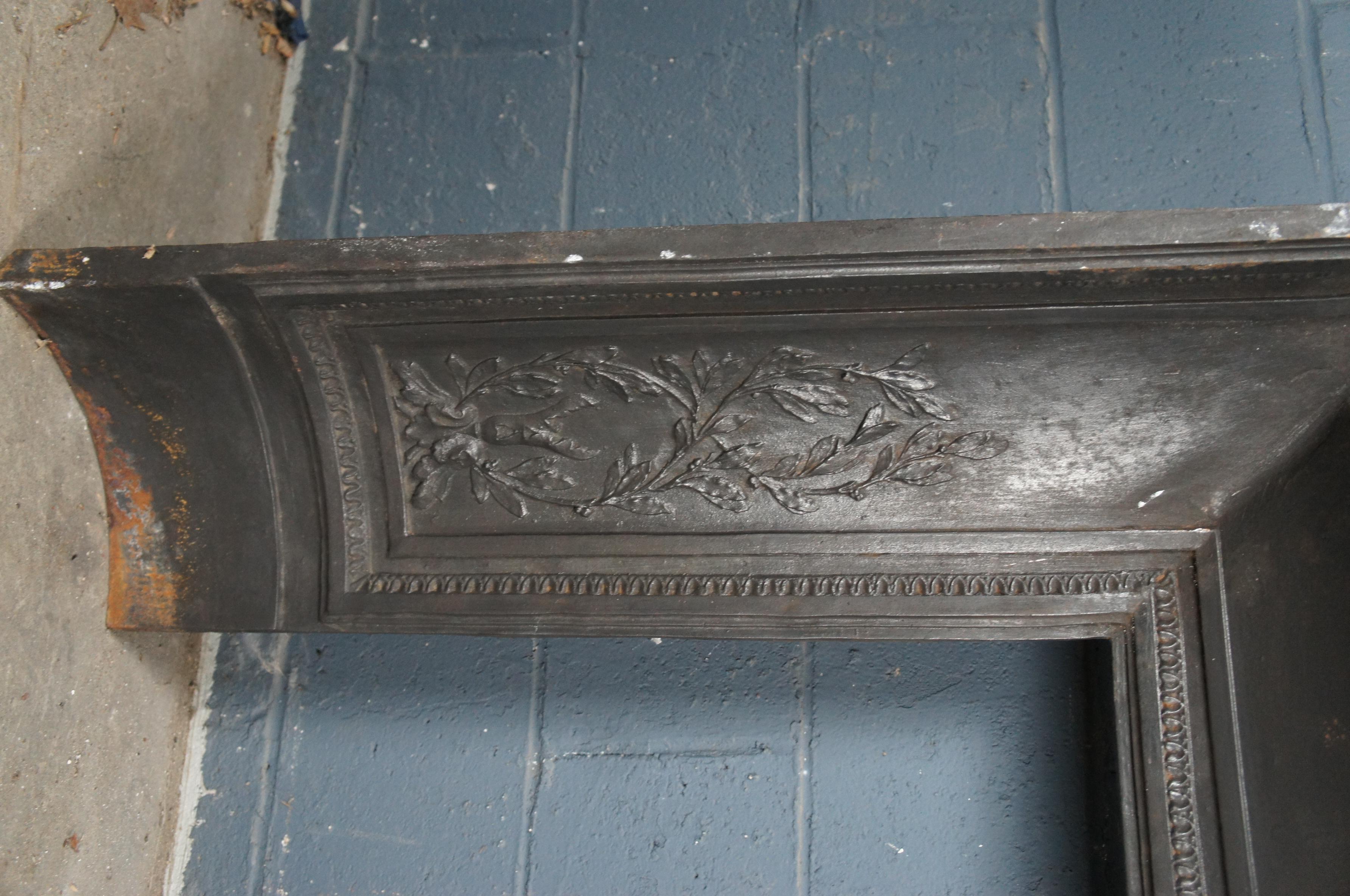 Antique 19th Century Ornate French Cast Iron Fireplace Insert Surround 1