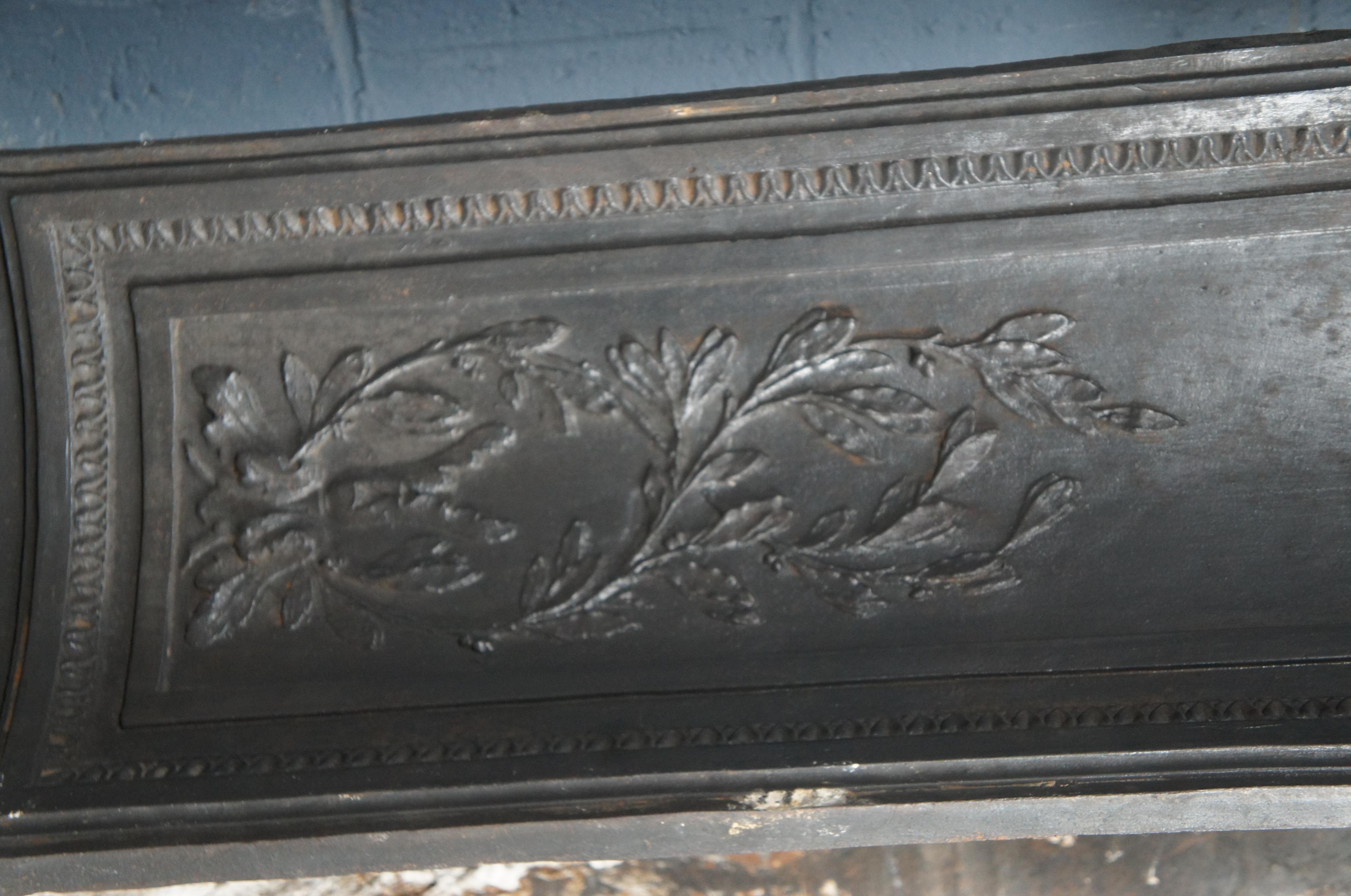 Antique 19th Century Ornate French Cast Iron Fireplace Insert Surround 3