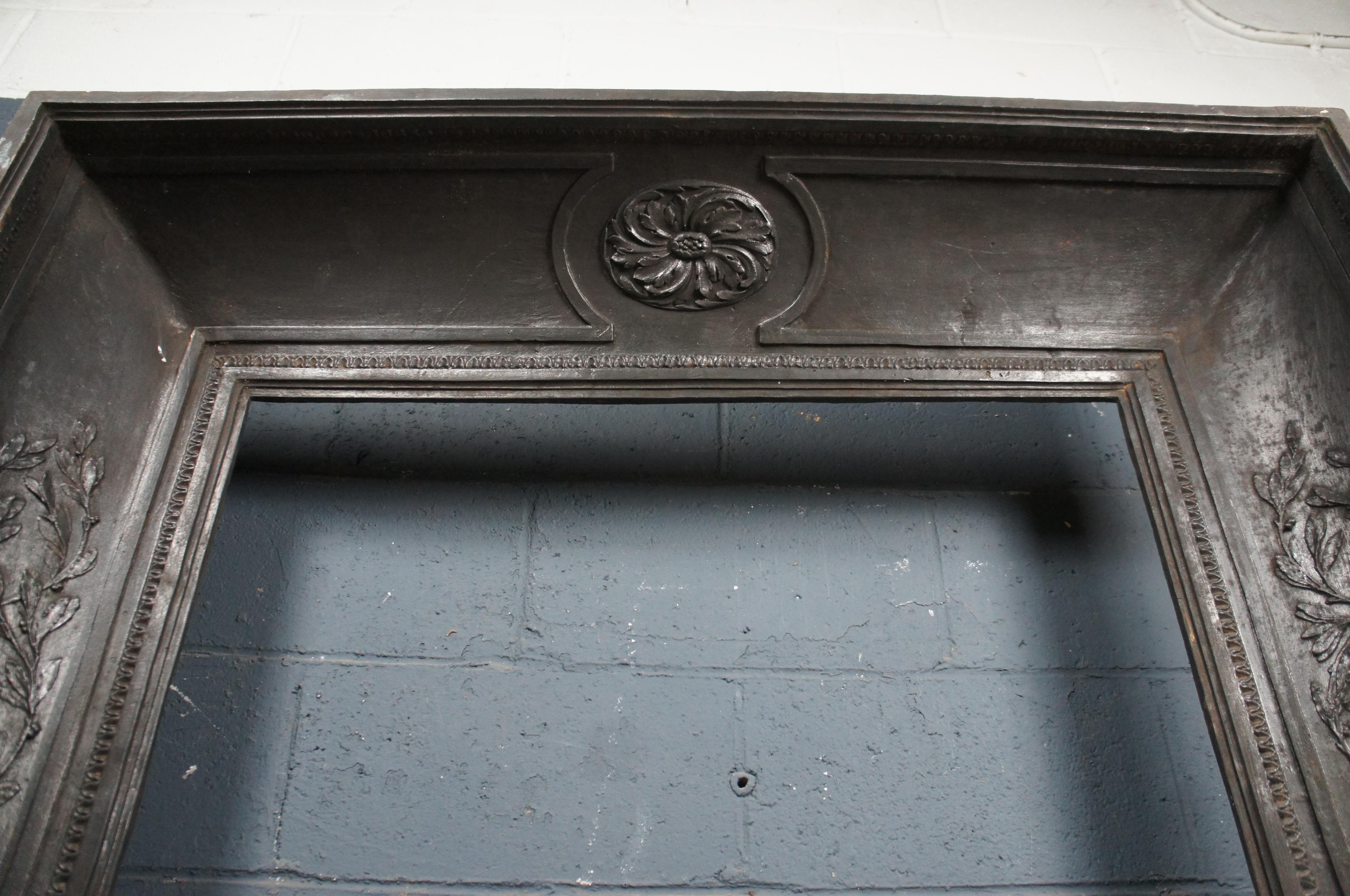 Antique 19th Century Ornate French Cast Iron Fireplace Insert Surround 4