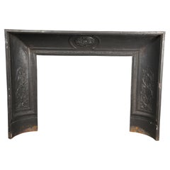 Antique 19th Century Ornate French Cast Iron Fireplace Insert Surround