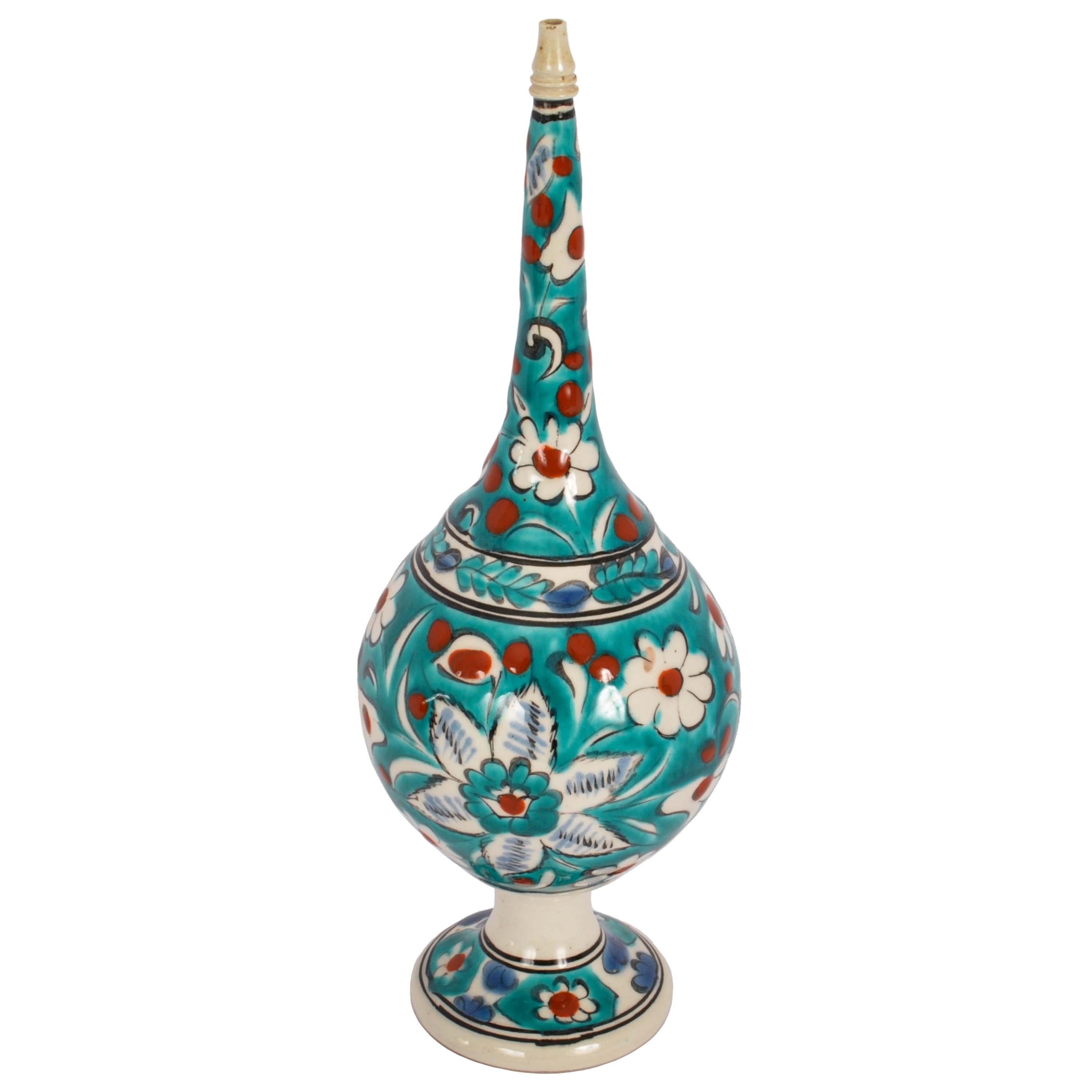 Turkish Antique 19th Century Ottoman Islamic Kutahya Pottery Rosewater Dropper, Turkey   For Sale