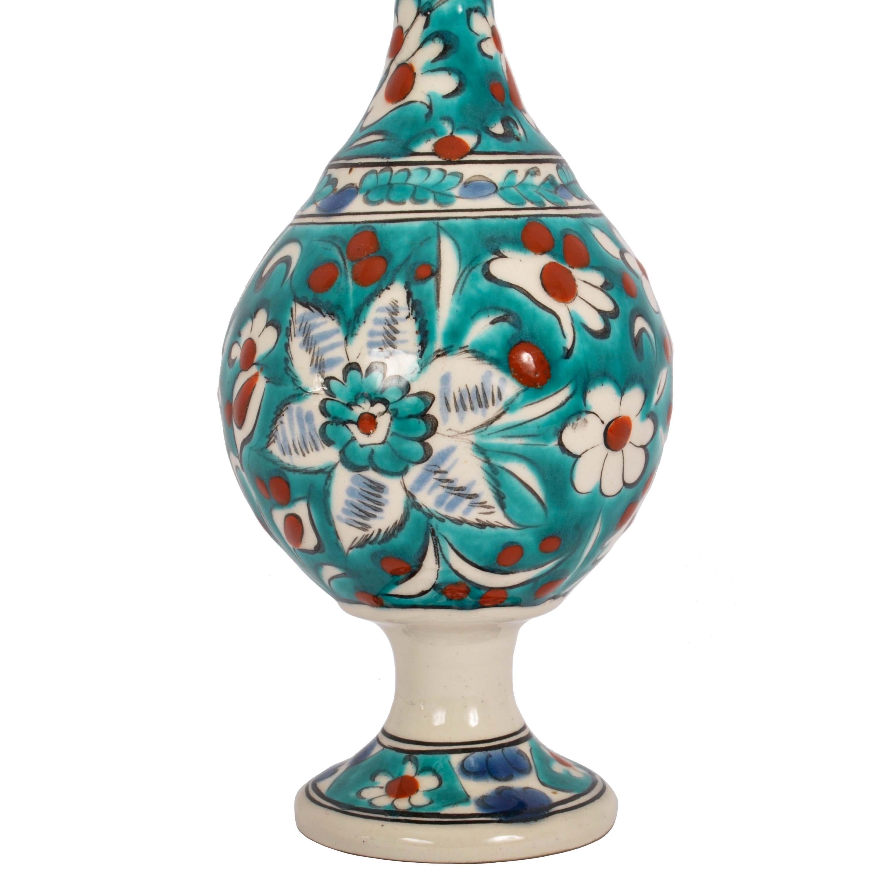 Antique 19th Century Ottoman Islamic Kutahya Pottery Rosewater Dropper, Turkey   For Sale 1
