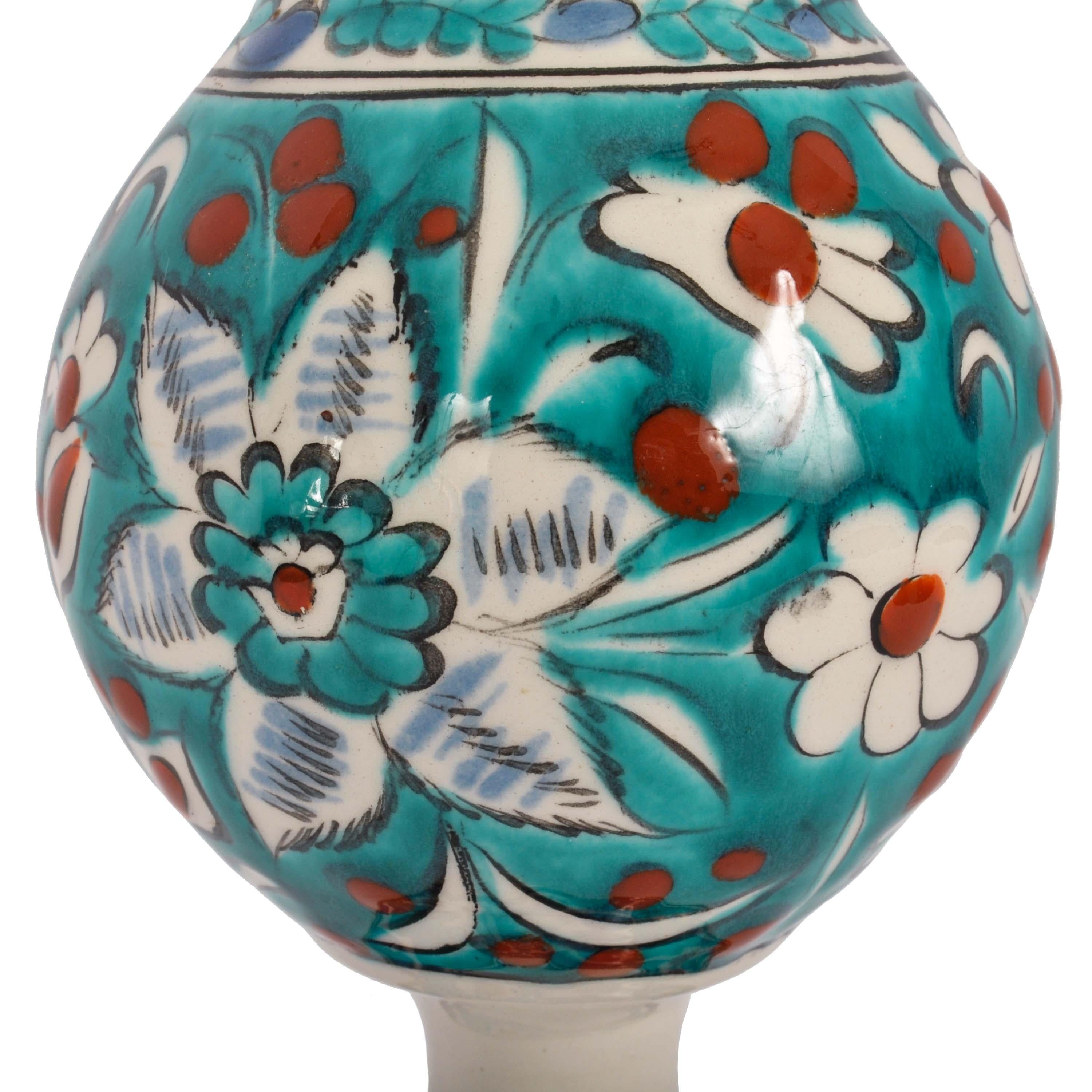 Antique 19th Century Ottoman Islamic Kutahya Pottery Rosewater Dropper, Turkey   For Sale 2