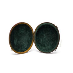 Antique 19th Century Oval Red Leather Locket or Mourning Jewellery Box