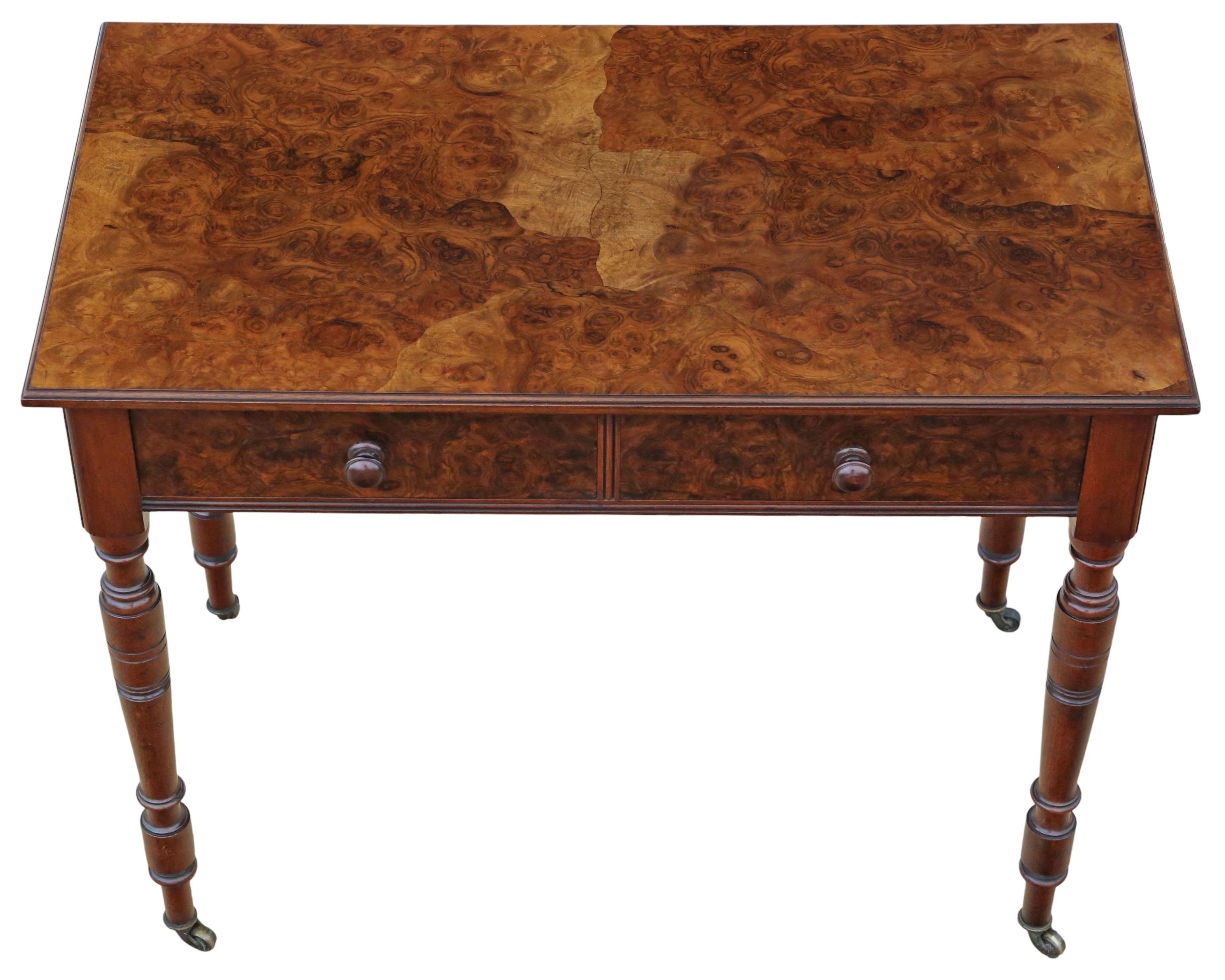 Antique 19th Century Oyster Burr Walnut Writing or Dressing Table – Fine Quality In Good Condition For Sale In Wisbech, Cambridgeshire
