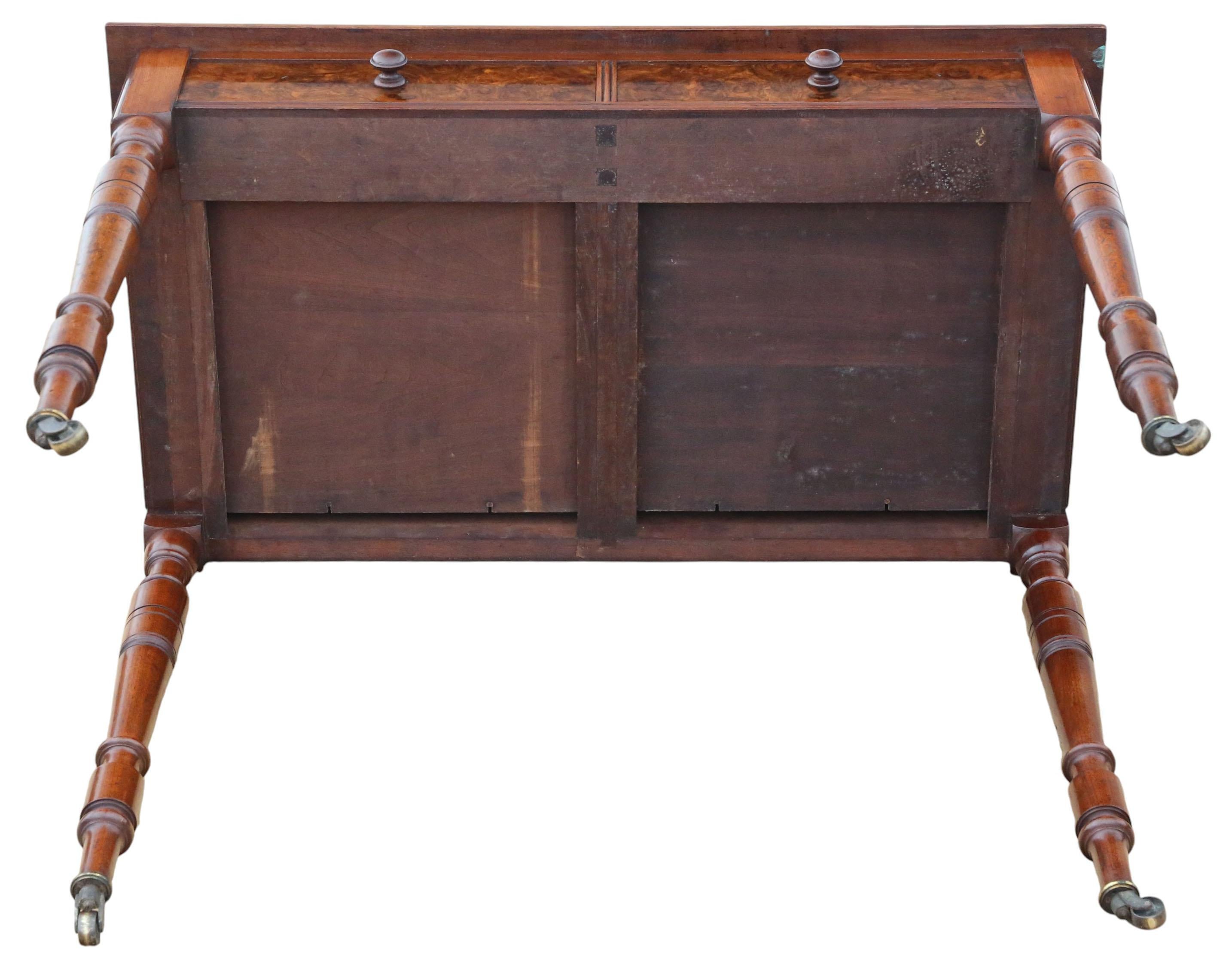 Antique 19th Century Oyster Burr Walnut Writing or Dressing Table – Fine Quality For Sale 2