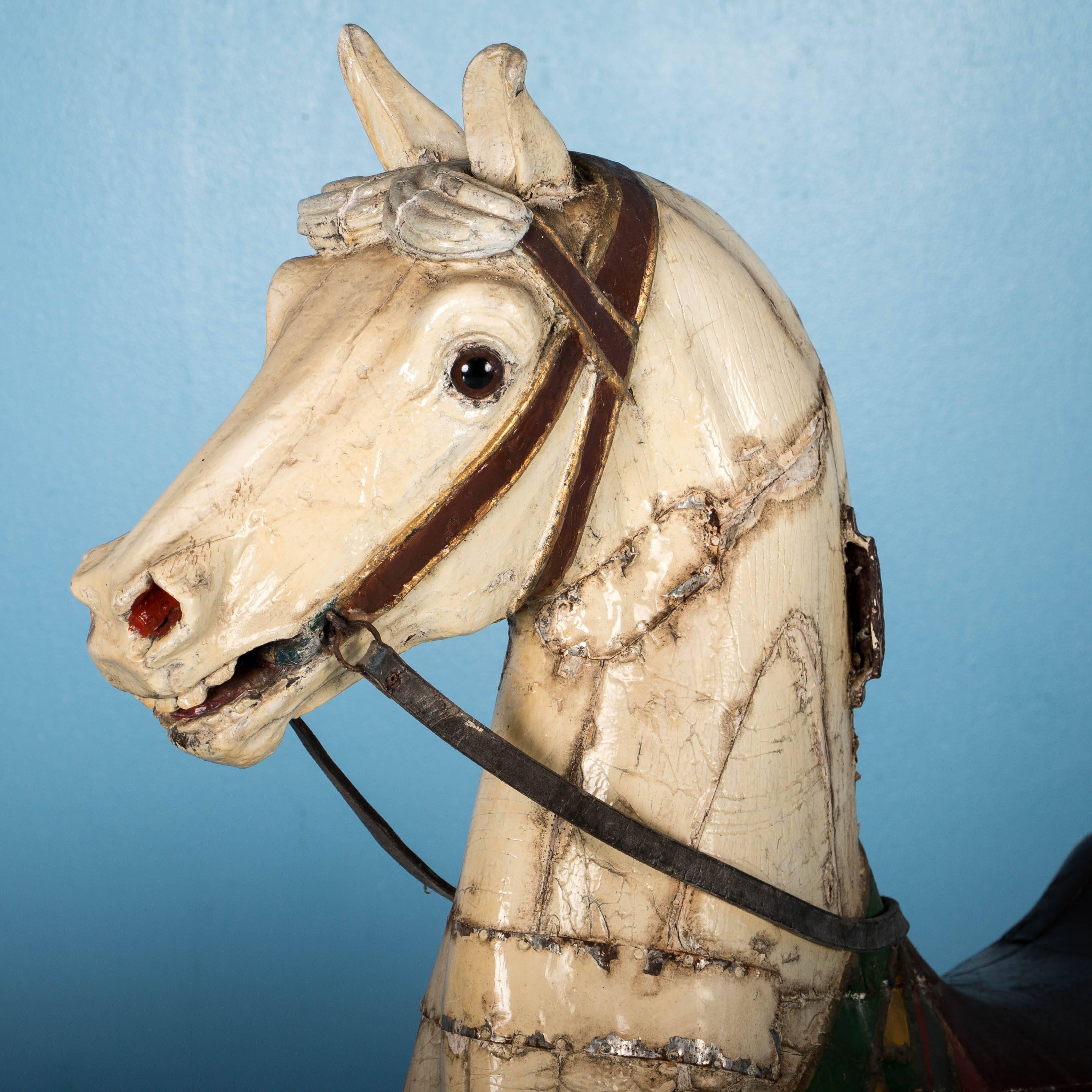 Antique cheval de manège peint du 19ème siècle 6