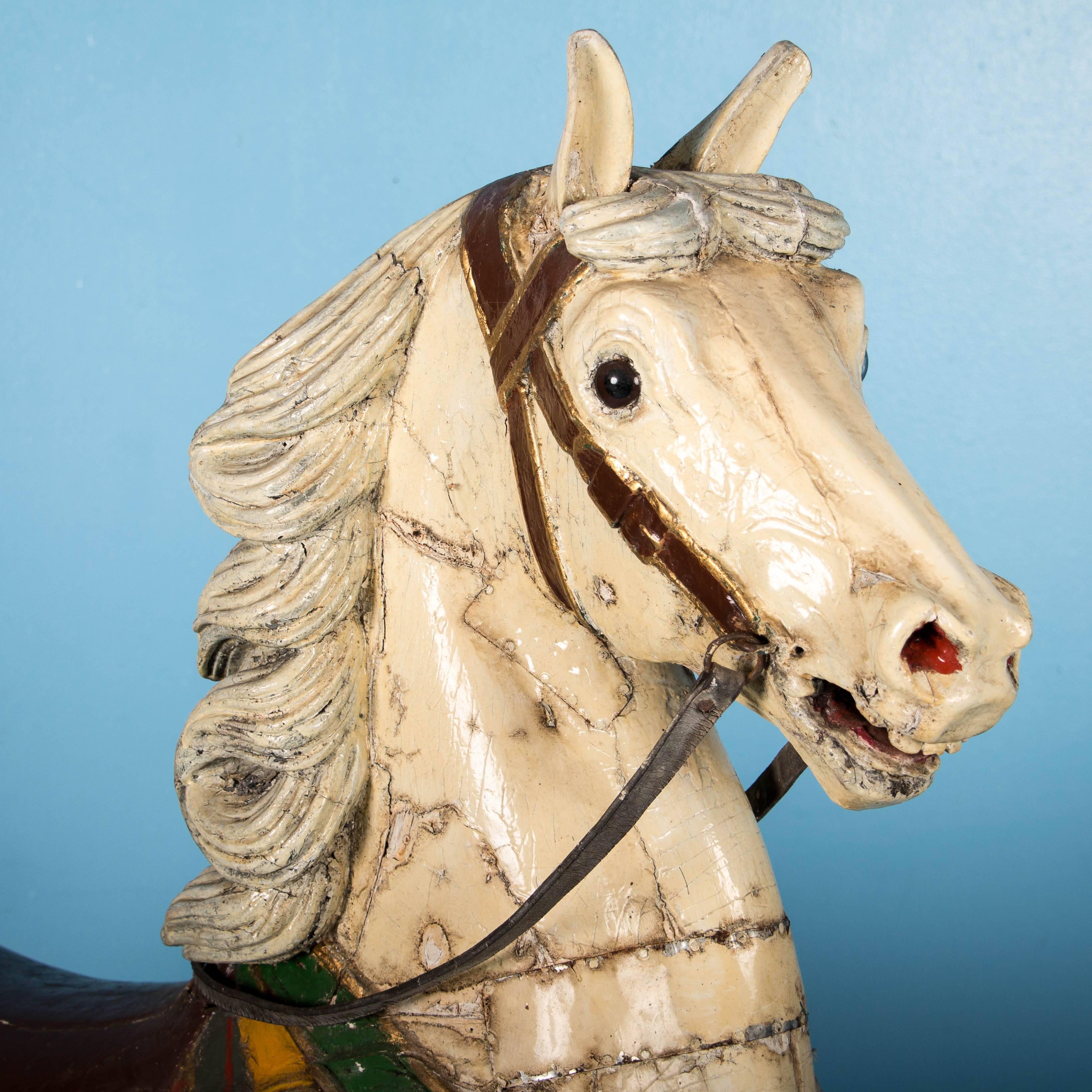 Danois Antique cheval de manège peint du 19ème siècle