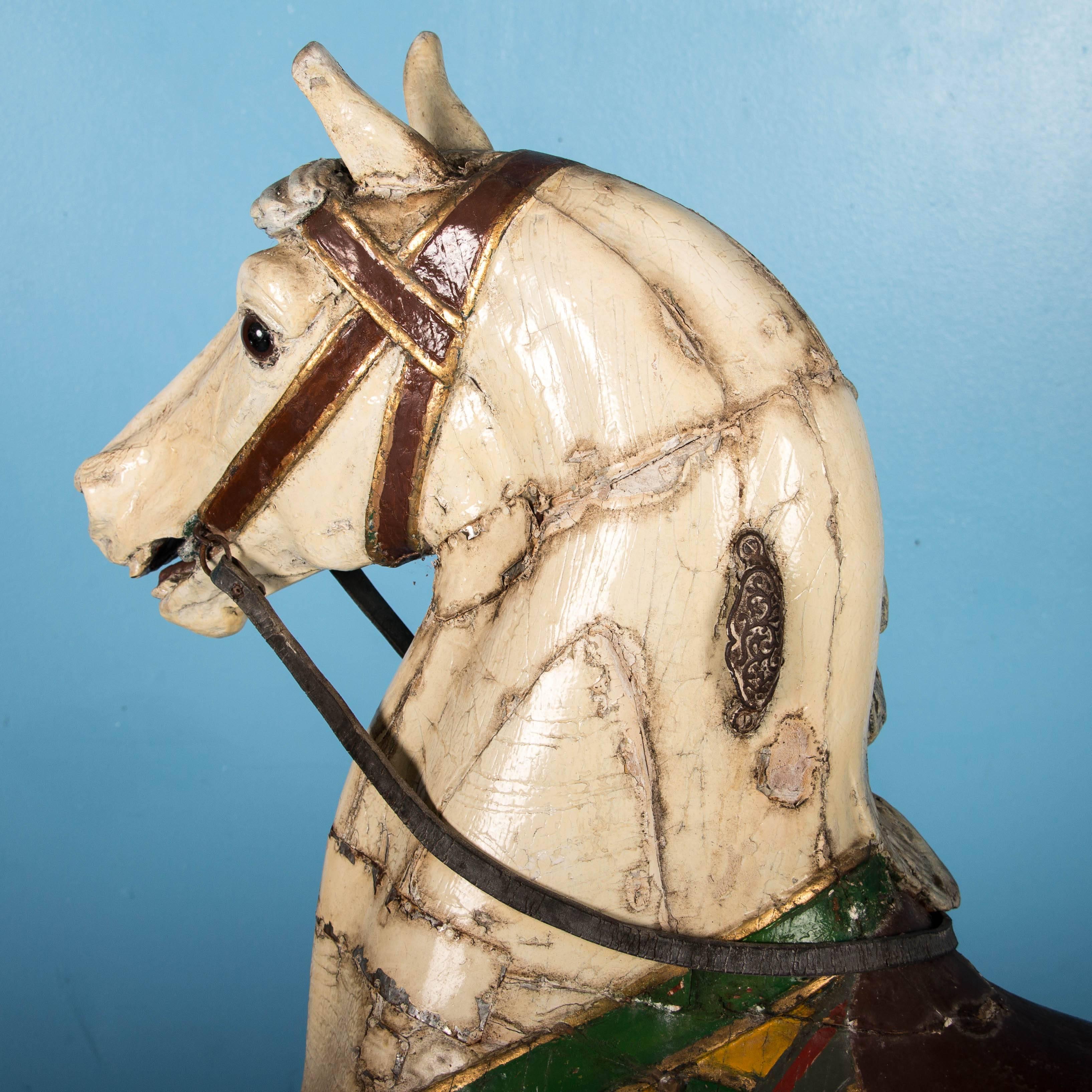 Antique cheval de manège peint du 19ème siècle 2