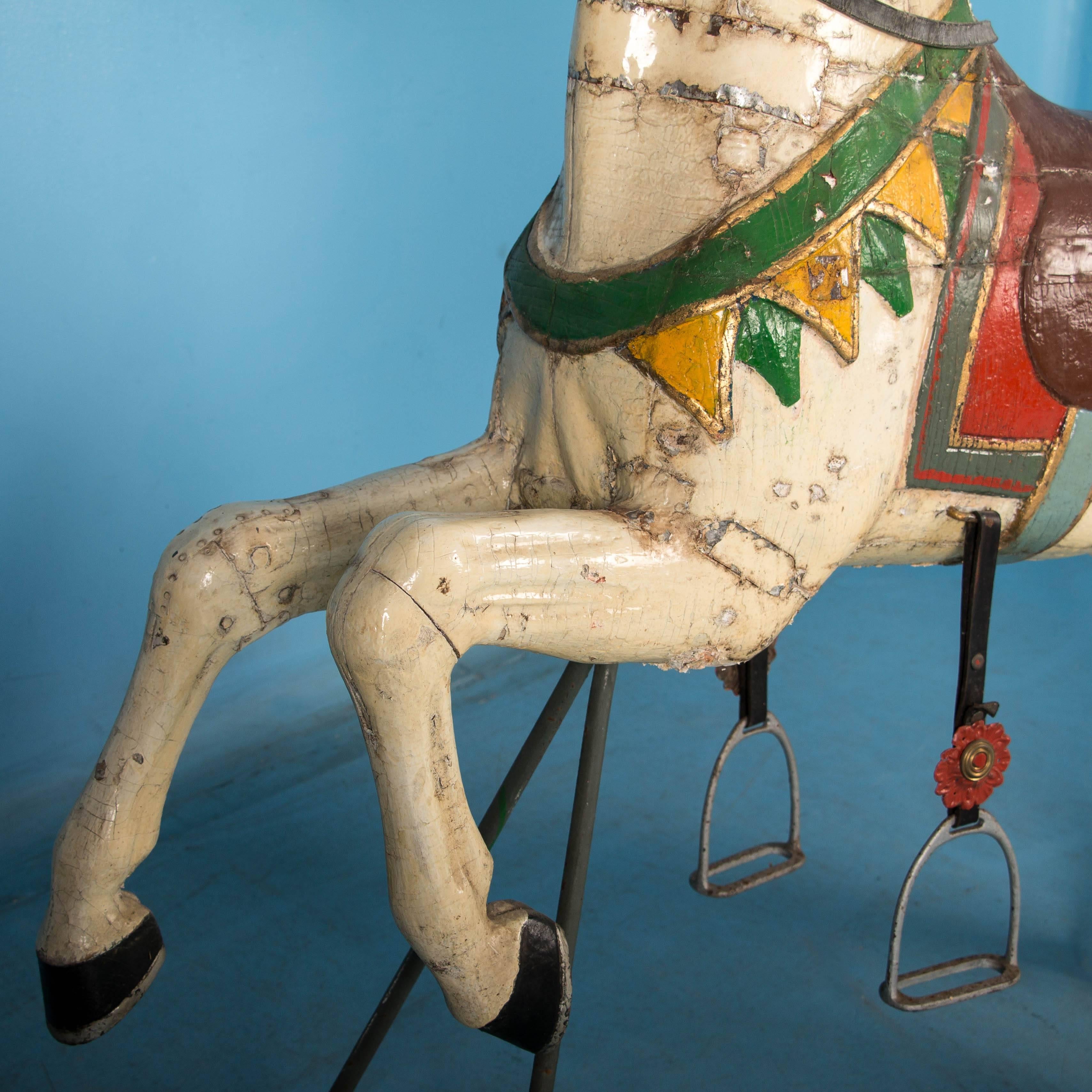 Antique cheval de manège peint du 19ème siècle 4