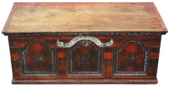 Antique 19th Century Painted Coffer Box Marriage Chest