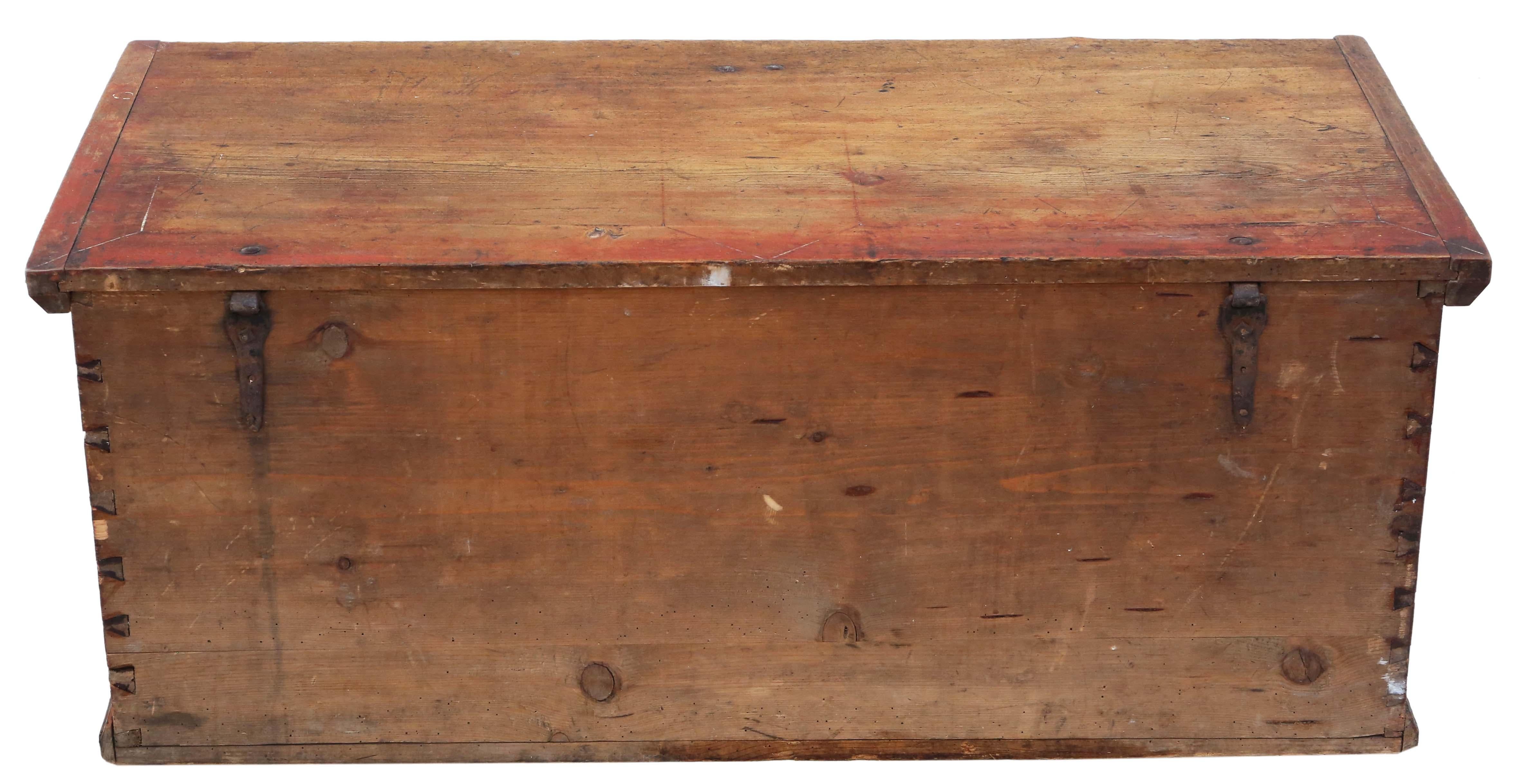 Antique 19th Century Painted Coffer Box Marriage Chest For Sale 2