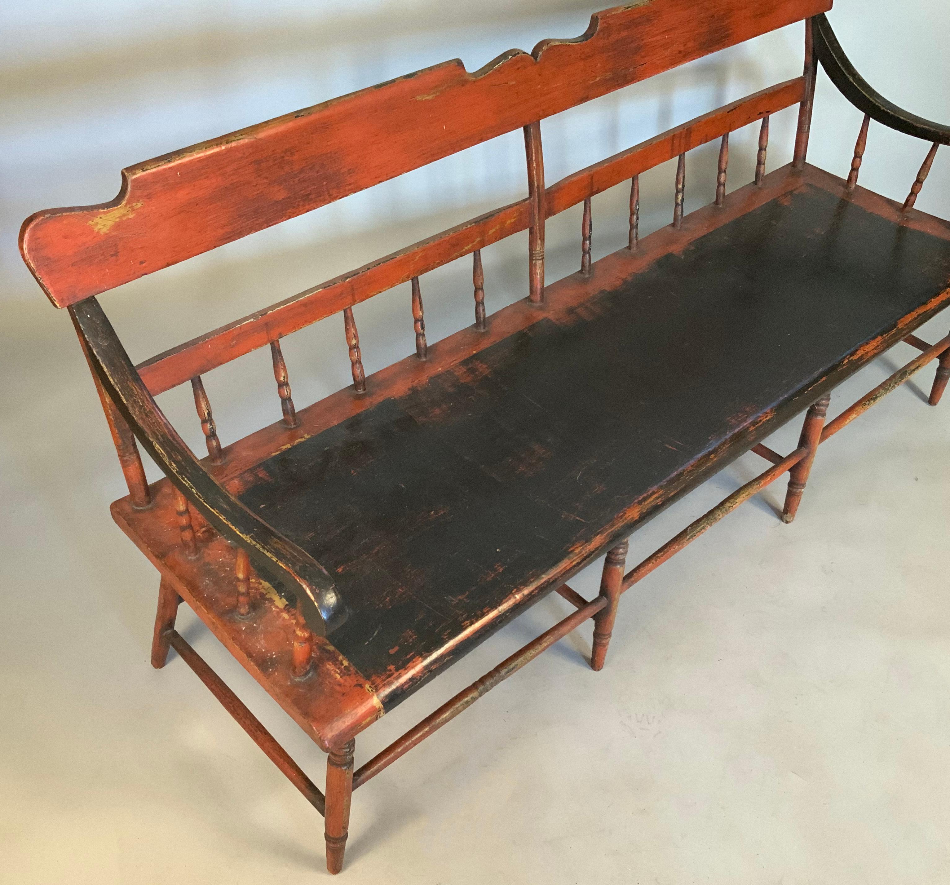 American Antique 19th Century Painted Country Bench