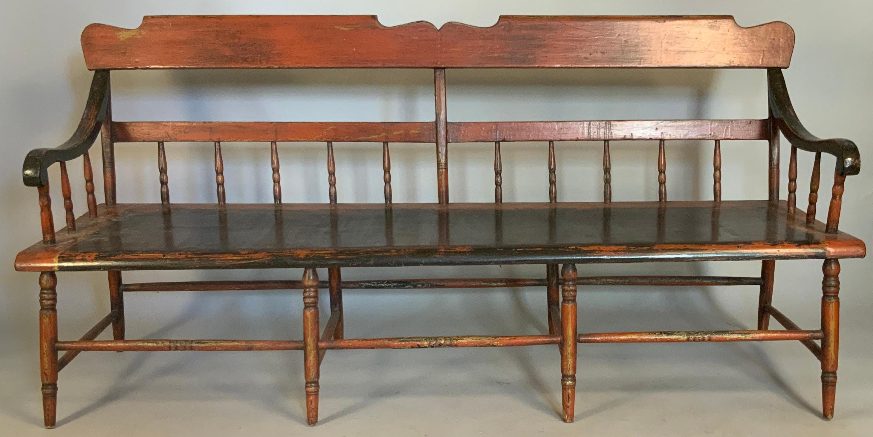 Antique 19th Century Painted Country Bench In Good Condition In Hudson, NY