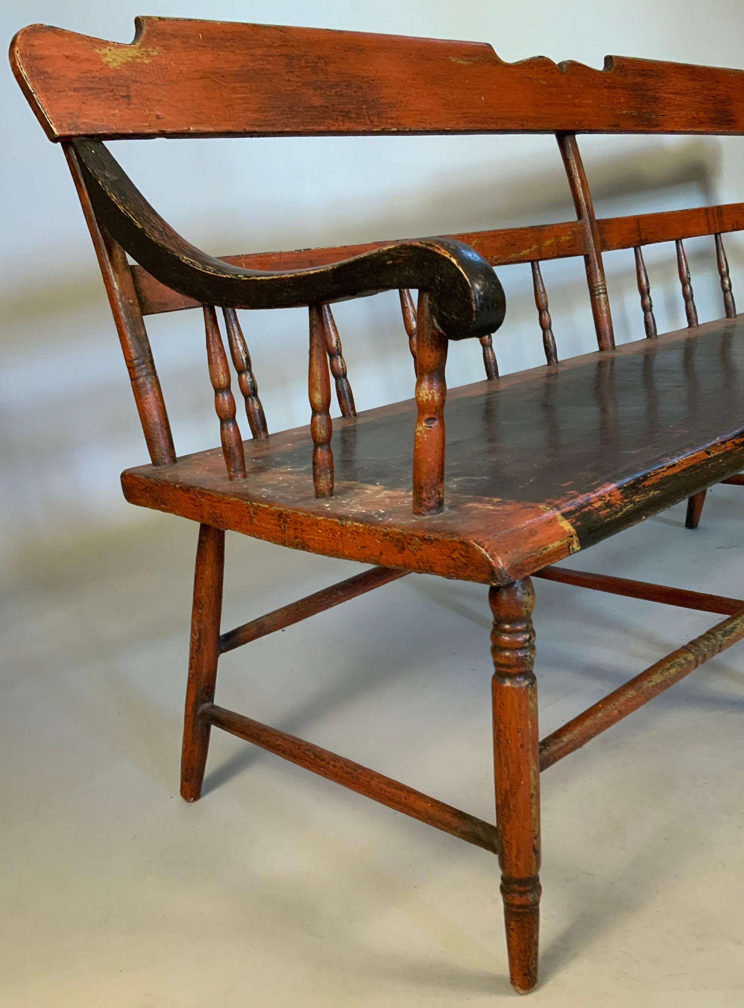 Antique 19th Century Painted Country Bench 1