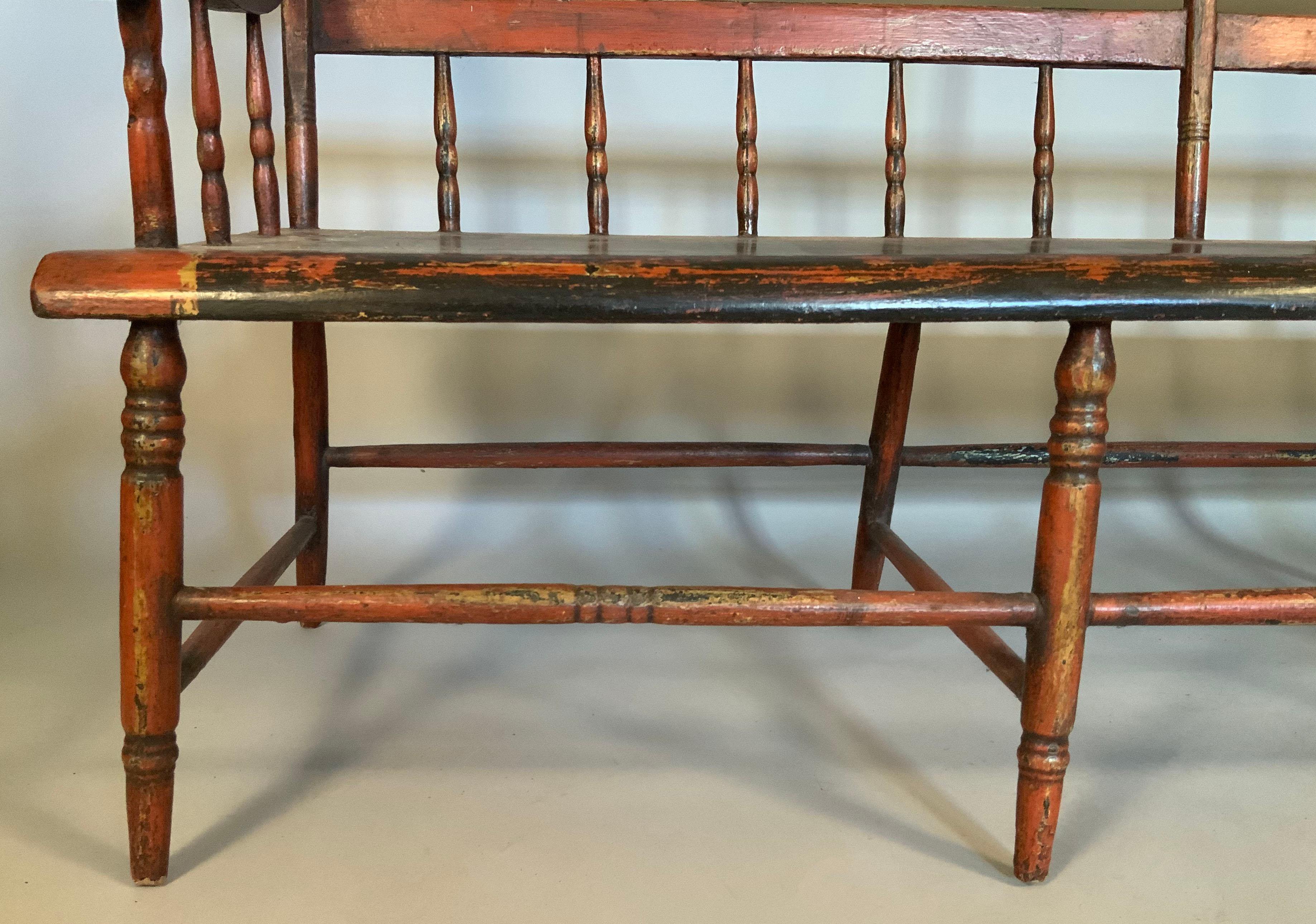 Antique 19th Century Painted Country Bench 3