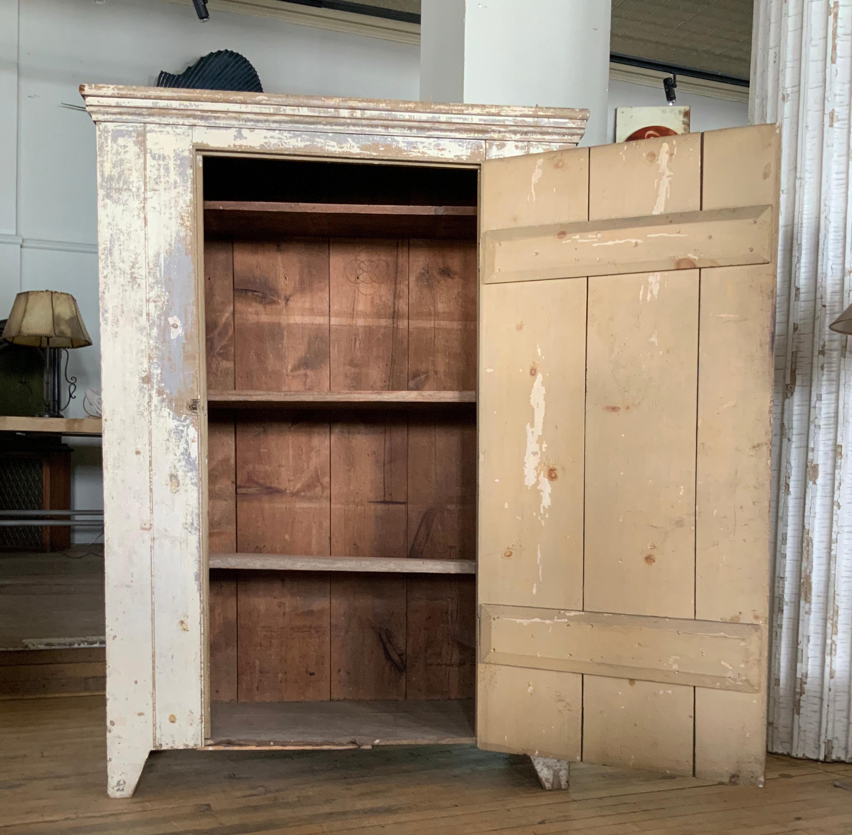 Hardwood Antique 19th Century Painted Country Cupboard
